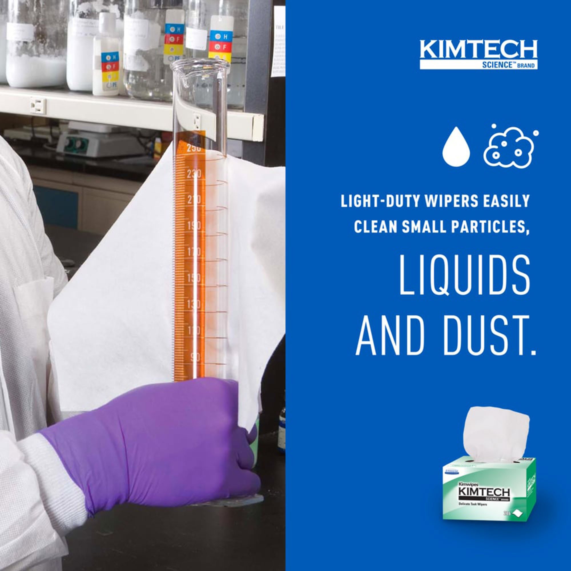 Kimberly Clark 34155 - Kimtech Science™ Kimwipes™ Delicate Task Wipes, 1 Ply, 8.2 x 4.39 in - 286/Box, 17160/Case