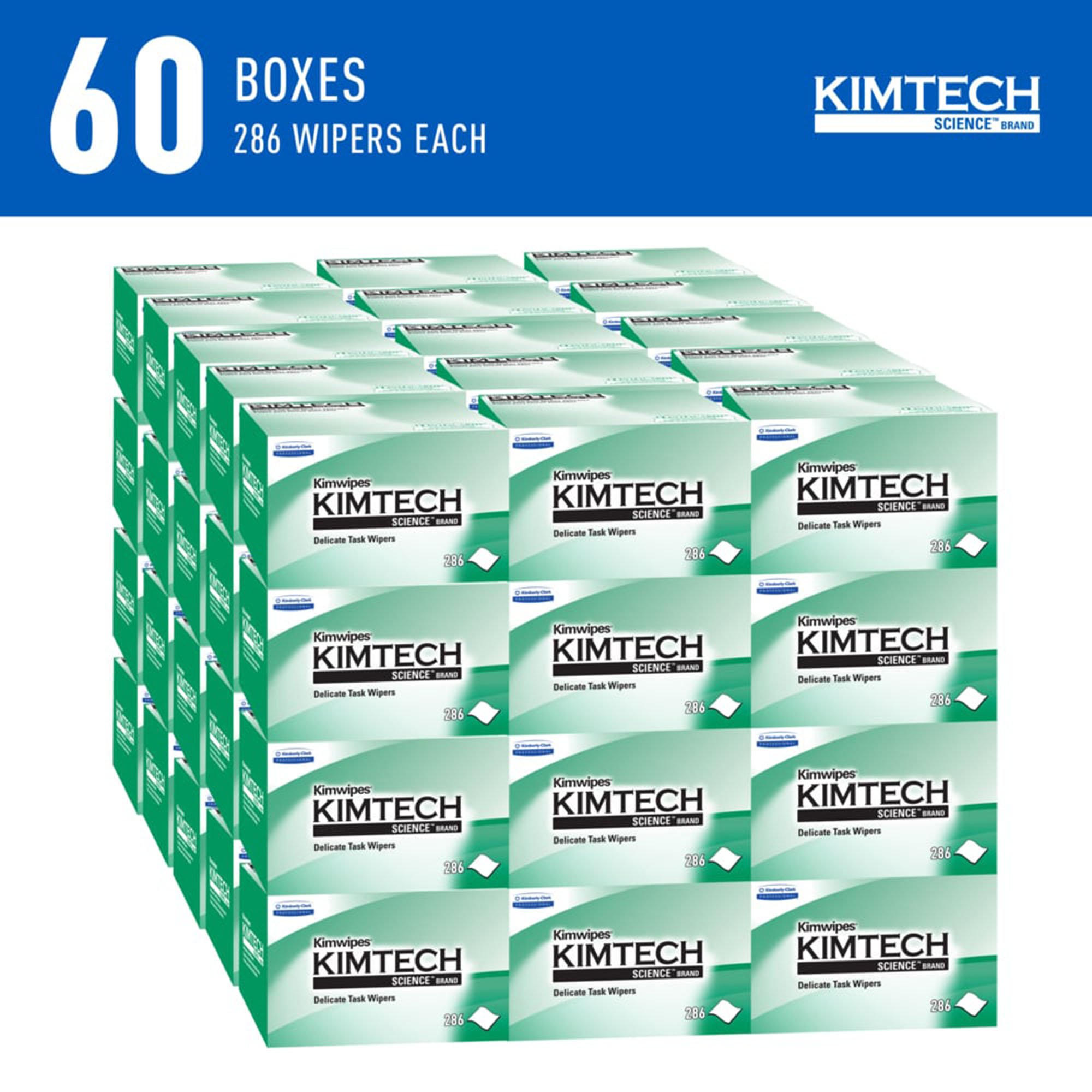 Kimberly Clark 34155 - Kimtech Science™ Kimwipes™ Delicate Task Wipes, 1 Ply, 8.2 x 4.39 in - 286/Box, 17160/Case