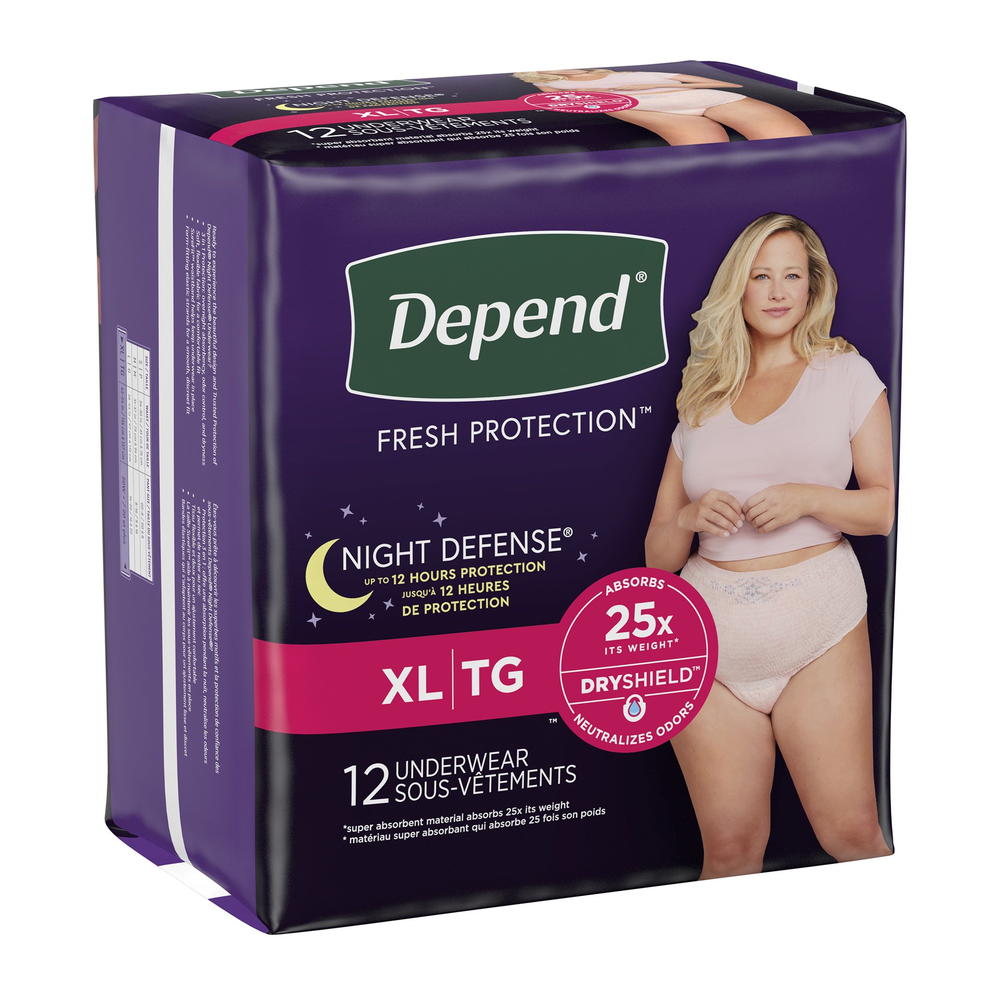 Kimberly Clark 55154 - Depend® Night Defense® Women's Absorbent Underwear, X-Large - 12/Pack, 48/Case