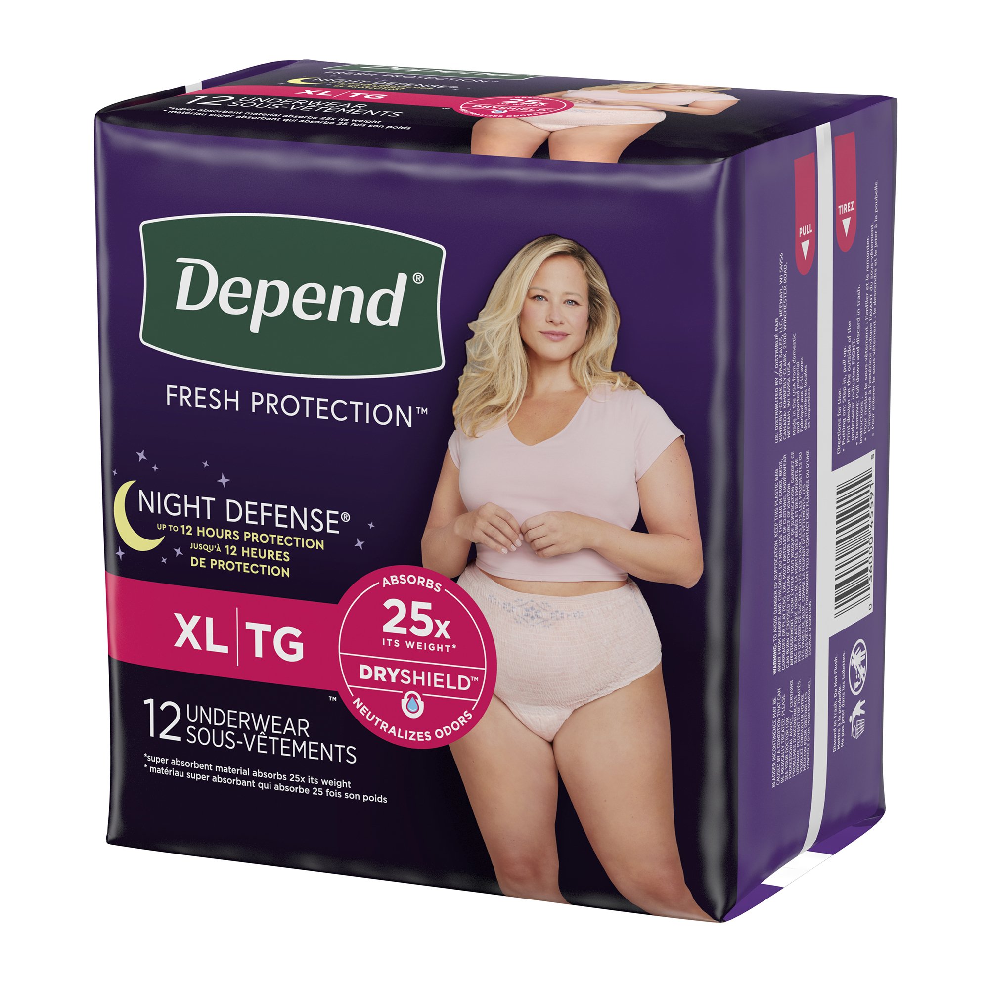 Kimberly Clark 55154 - Depend® Night Defense® Women's Absorbent Underwear, X-Large - 12/Pack, 48/Case