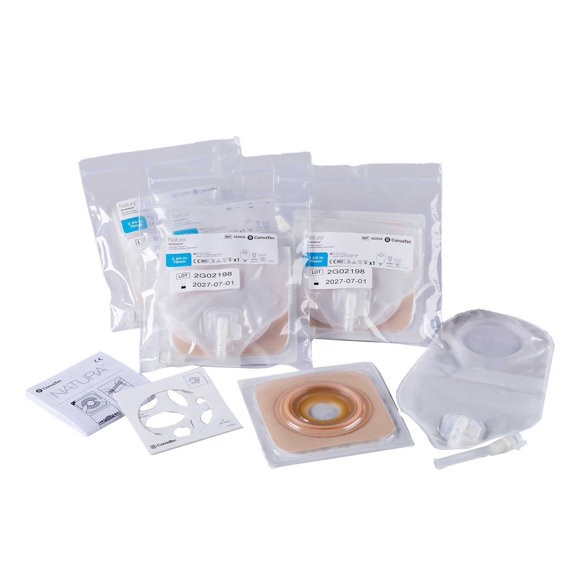 ConvaTec - 423552 Ostomy Pouch Natura® One-Piece System Trim To Fit 2-3/4 Inch Stoma Drainable