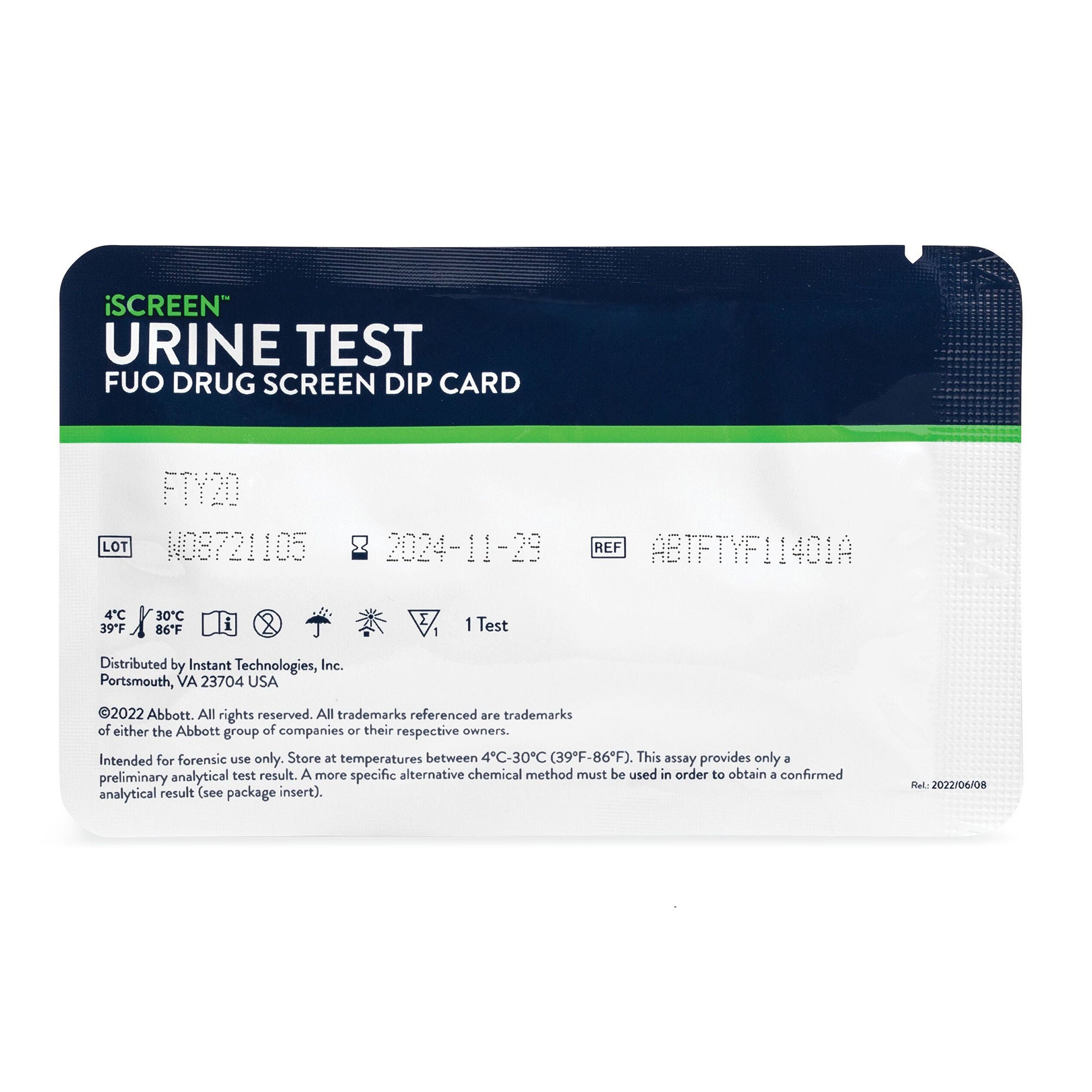Abbott Rapid Dx North America LLC - ABTDOAW112402B Drugs of Abuse Test Kit iScreen® AMP, BAR, BZO, BUP, COC, mAMP/MET, MDMA, OPI300, MTD, OXY, PCP, THC 25 Tests CLIA Waived