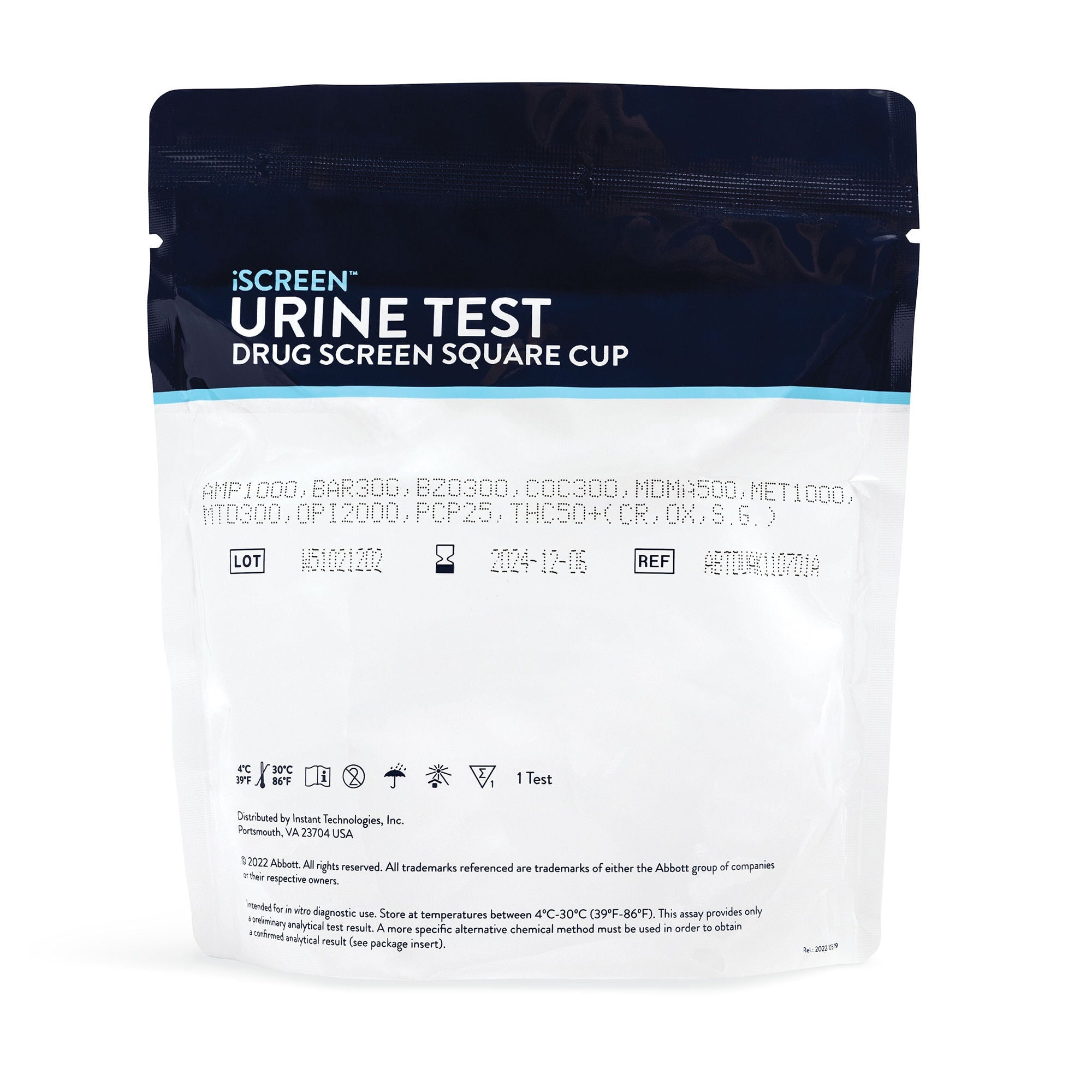 Abbott Rapid Dx North America LLC - ABTDOAW14701A Drugs of Abuse Test Kit iScreen® AMP, COC, mAMP/MET, OPI2000 25 Tests CLIA Waived