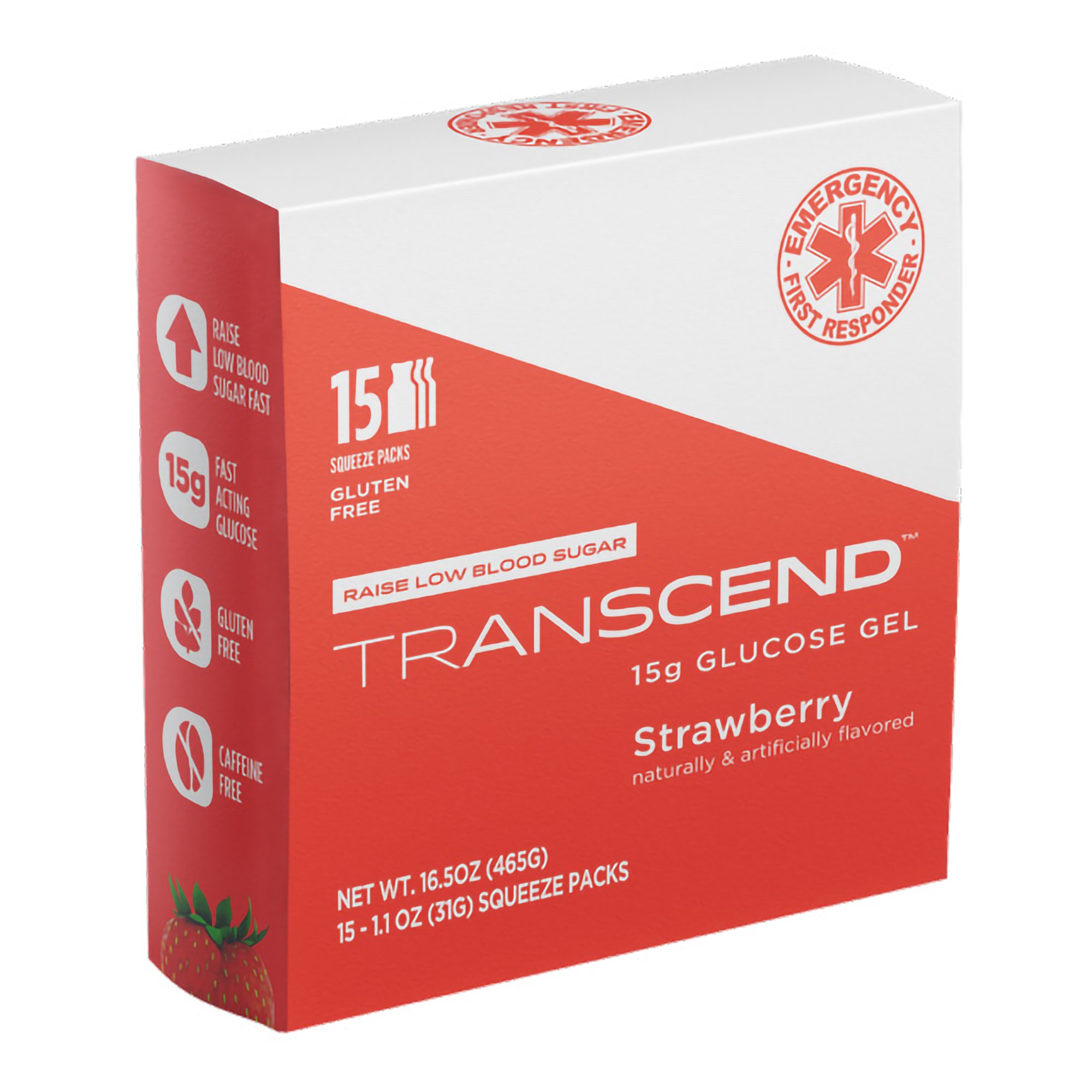 Life Nutrition LLC 4389 - Transcend™ Glucose Supplement, Strawberry Flavor - 15/Box, 75/Case