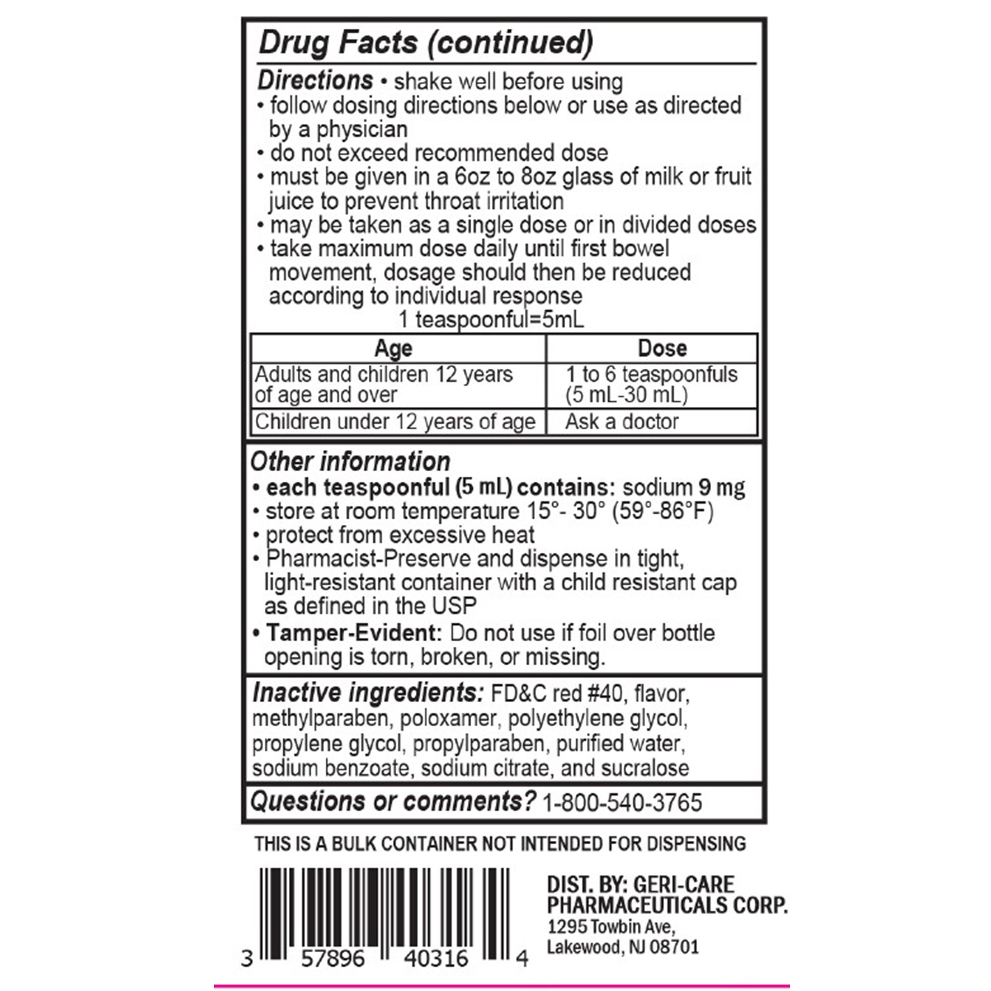 Geri-Care Q402-16-GCP - Geri-Care® Docusate Sodium Stool Softener - 1/Bottle, 12/Case