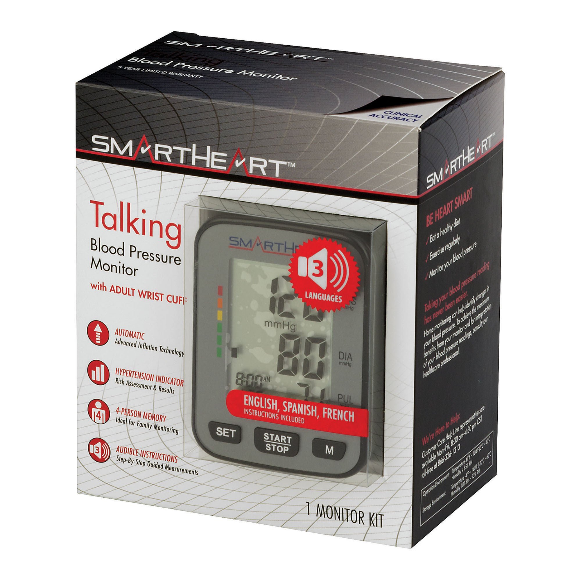 Veridian Healthcare LLC - 01-527 SmartHeart Premium Talking Wrist Blood Pressure Monitor