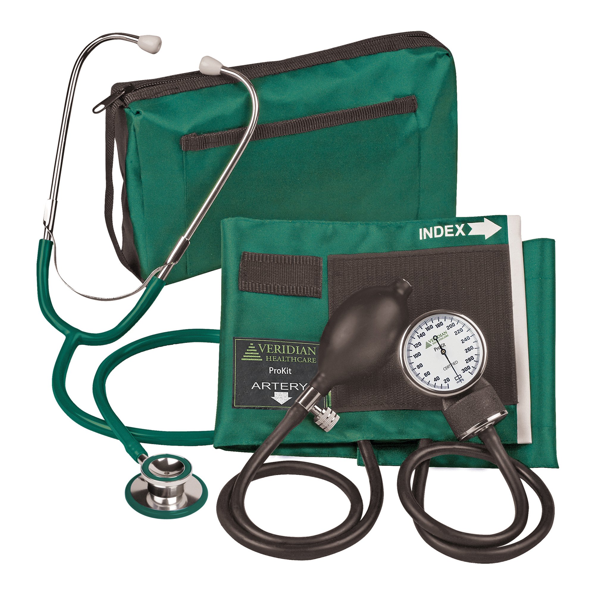 Veridian Healthcare LLC 02-12706 - Combo ProKit™ Aneroid Sphygmomanometer Unit with Stethoscope, Green - 1/Each, 20/Case