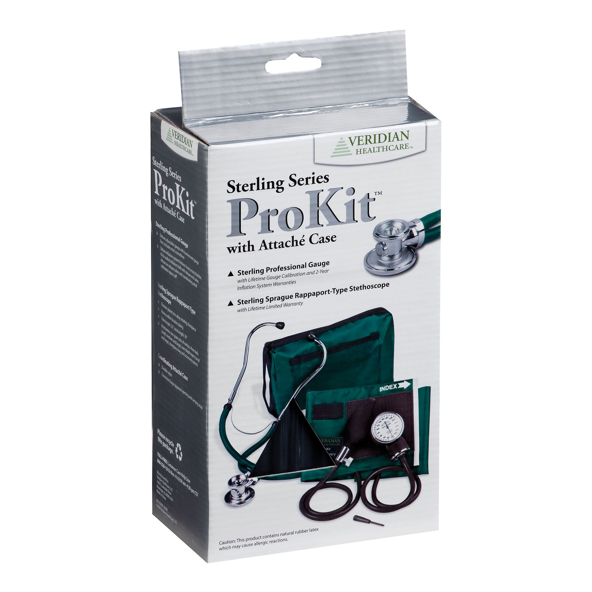 Veridian Healthcare LLC 02-12601 - Sterling Series ProKit™ Aneroid Sphygmomanometer with Stethoscope, Black - 1/Each, 20/Case