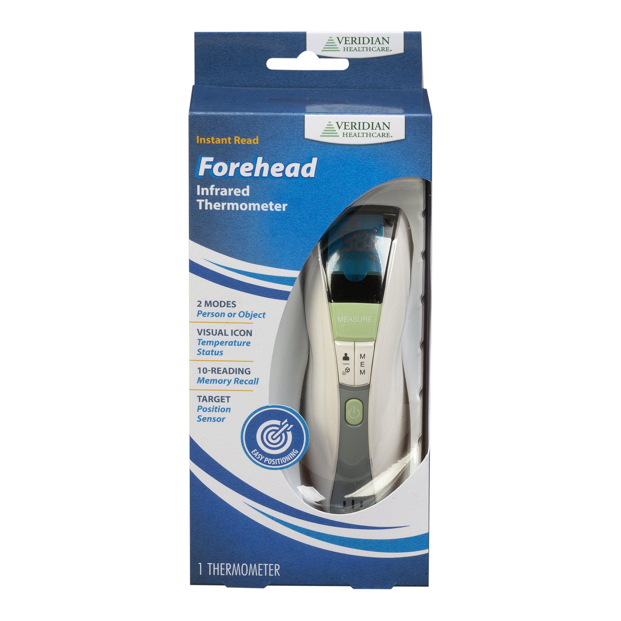 Veridian Healthcare LLC 09-349 - Veridian Non-Contact Infrared Forehead Thermometer - 1/Each, 24/Case