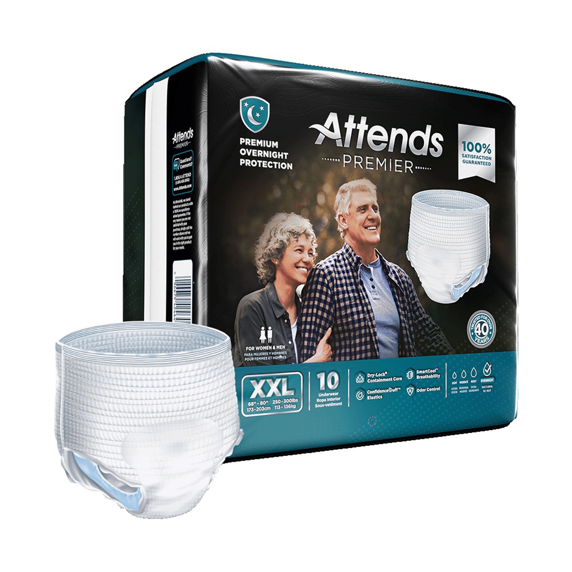 Attends Healthcare Products - ALI-UW50 Absorbent Underwear Attends® Premier Pull On with Tear Away Seams Adult 2X-Large Unisex Disposable Heavy Absorbency
