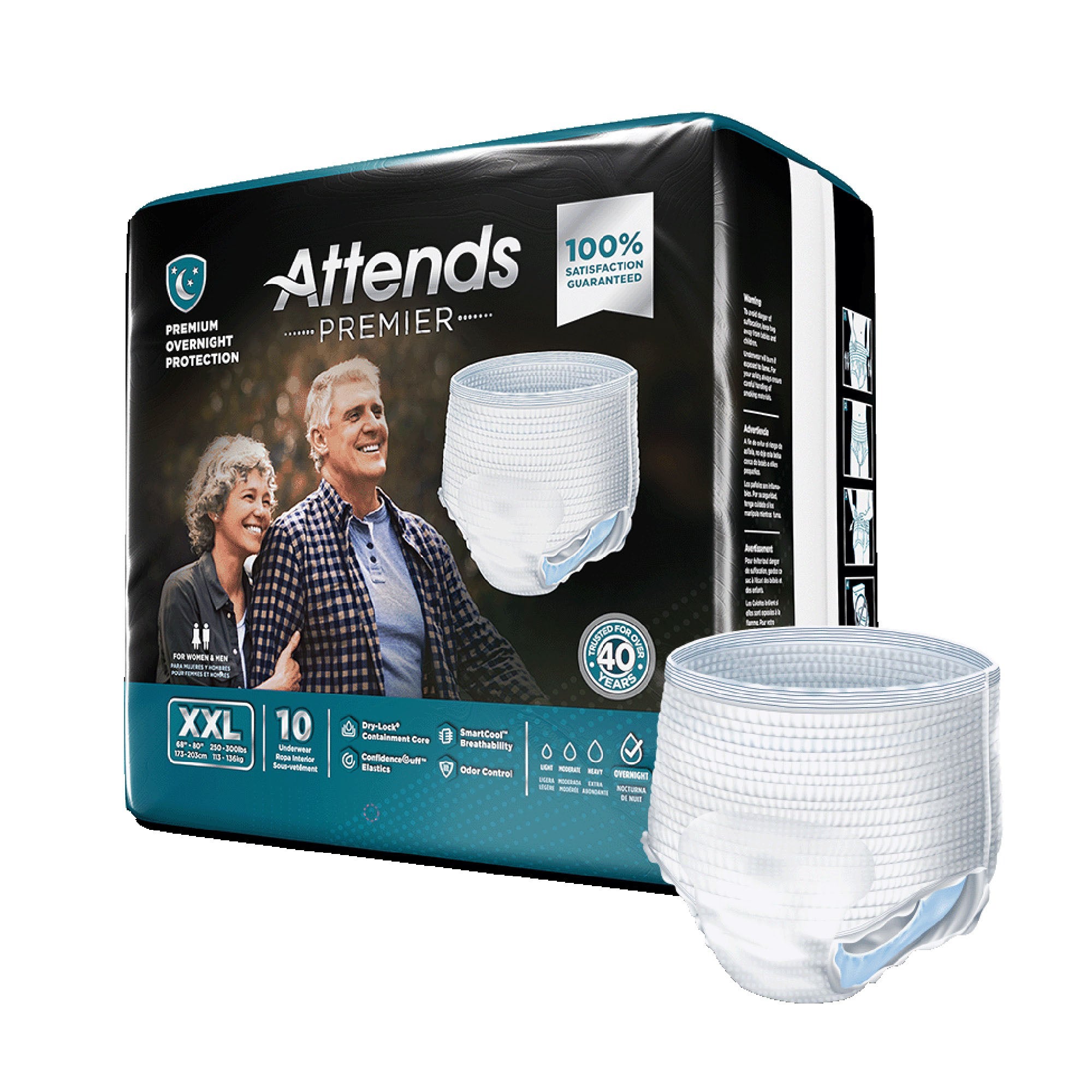 Attends Healthcare Products - ALI-UW50 Absorbent Underwear Attends® Premier Pull On with Tear Away Seams Adult 2X-Large Unisex Disposable Heavy Absorbency