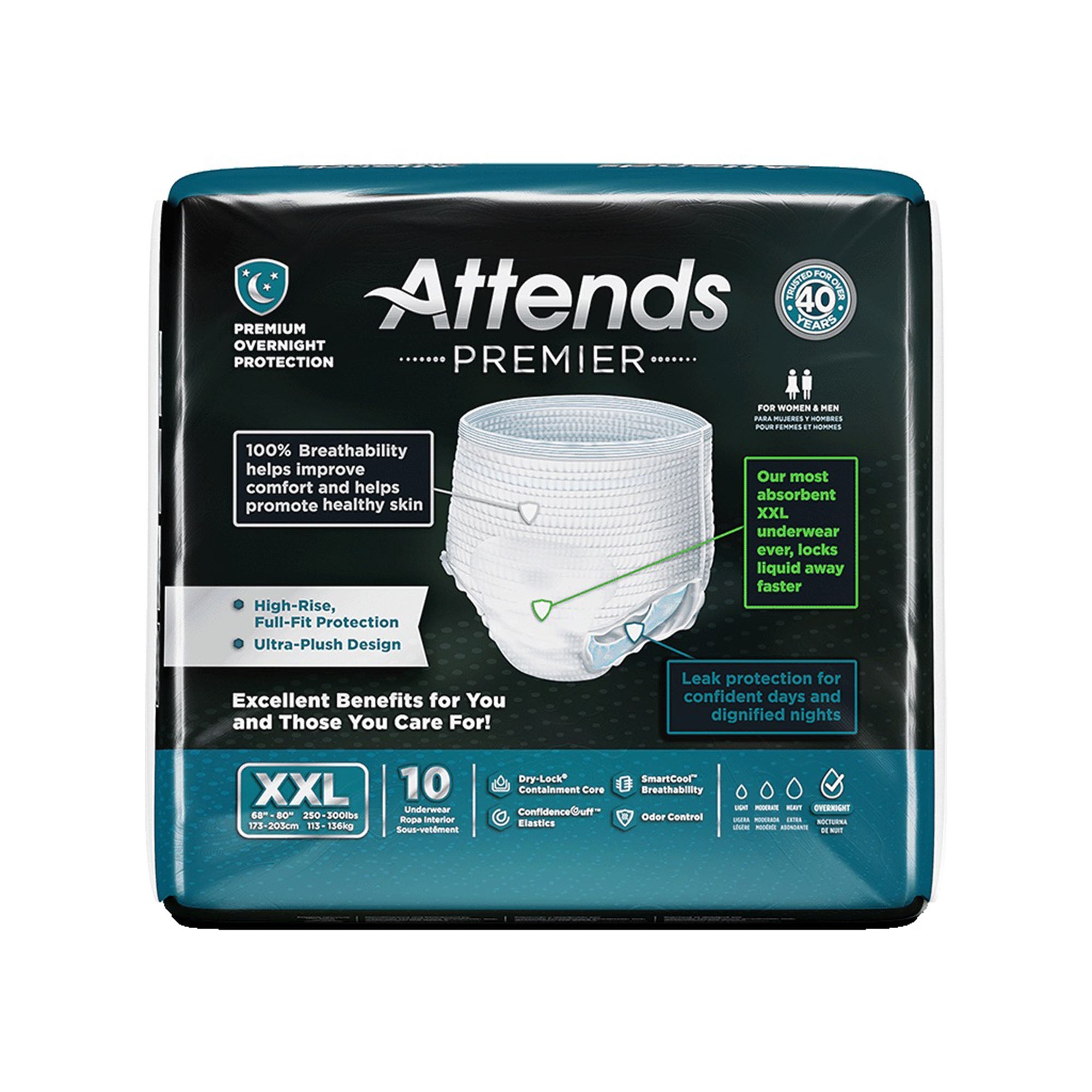 Attends Healthcare Products - ALI-UW50 Absorbent Underwear Attends® Premier Pull On with Tear Away Seams Adult 2X-Large Unisex Disposable Heavy Absorbency
