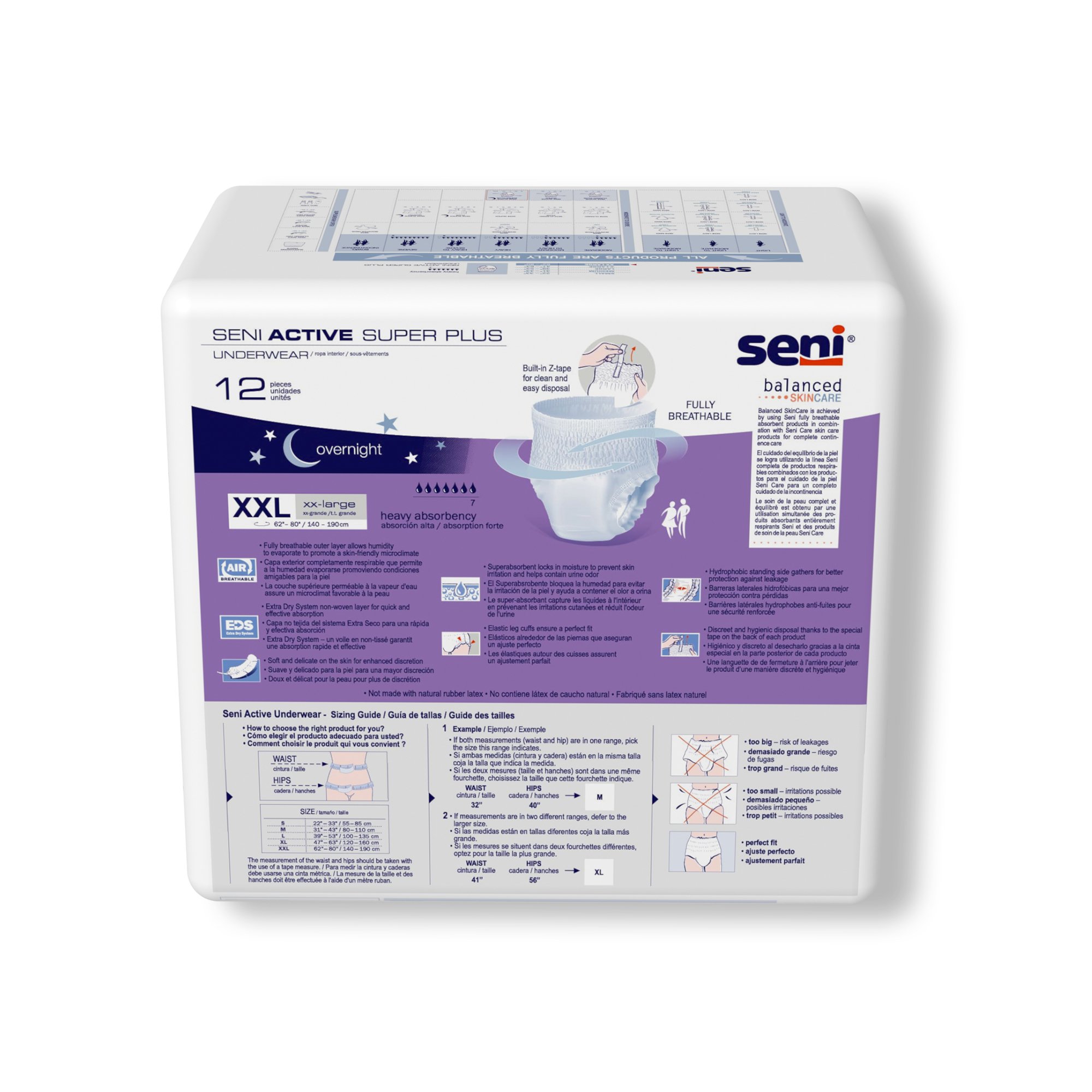 TZMO USA Inc S-2X12-AP1 - Seni® Active Super Plus Overnight Heavy Absorbent Underwear, 2X-Large - 12/Pack, 48/Case