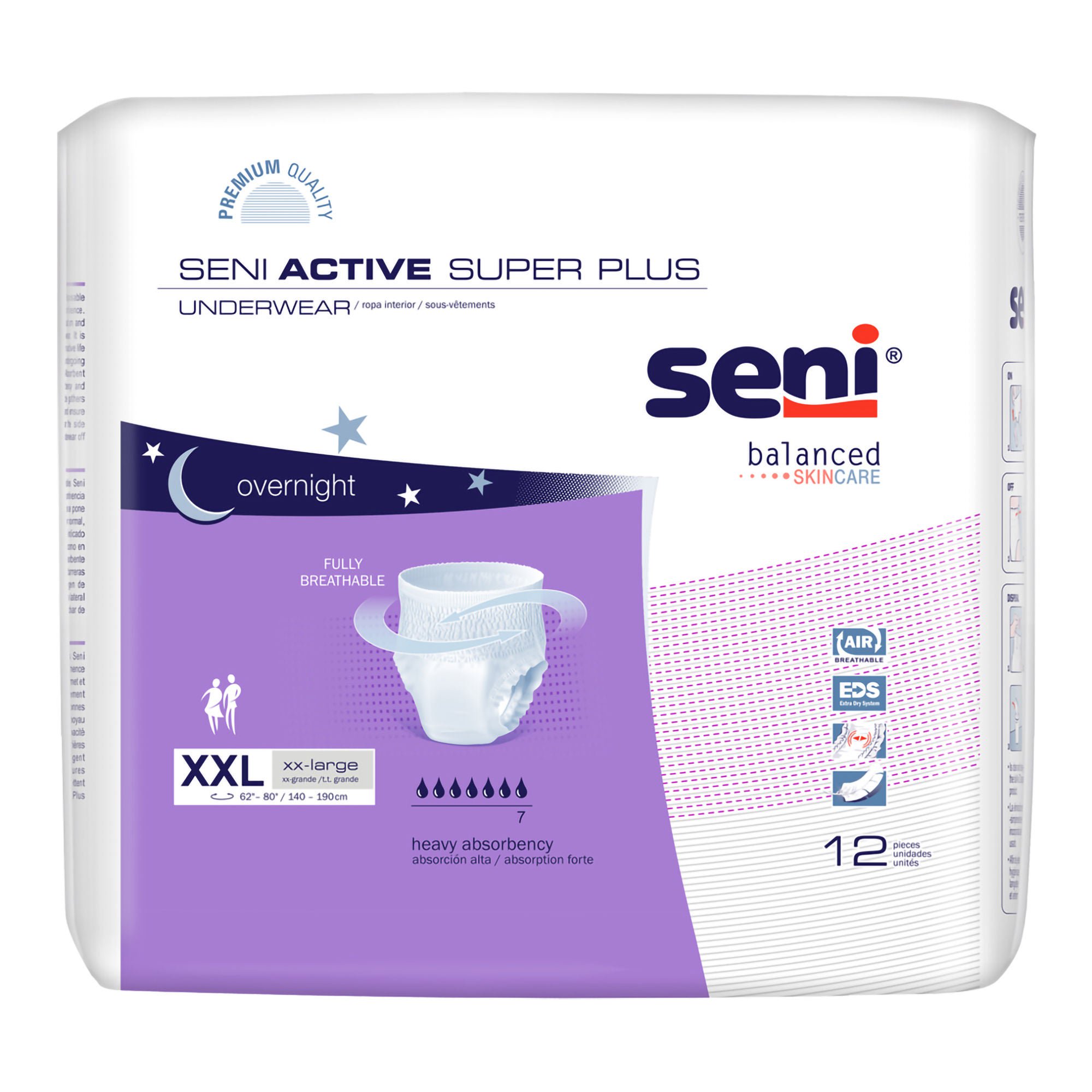 TZMO USA Inc - S-2X12-AP1 Seni® Active Super Plus Overnight Heavy Absorbent Underwear