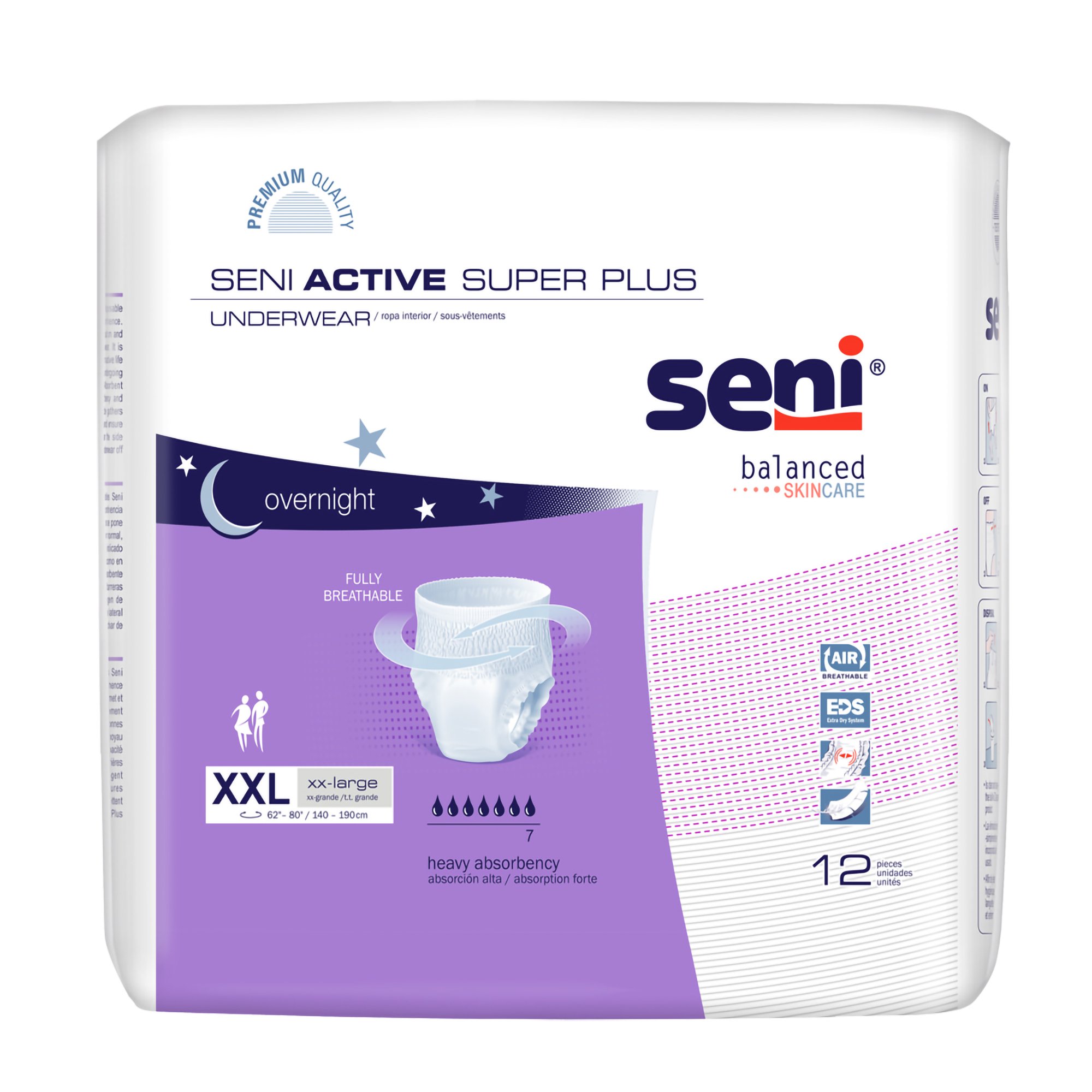 TZMO USA Inc S-2X12-AP1 - Seni® Active Super Plus Overnight Heavy Absorbent Underwear, 2X-Large - 12/Pack, 48/Case