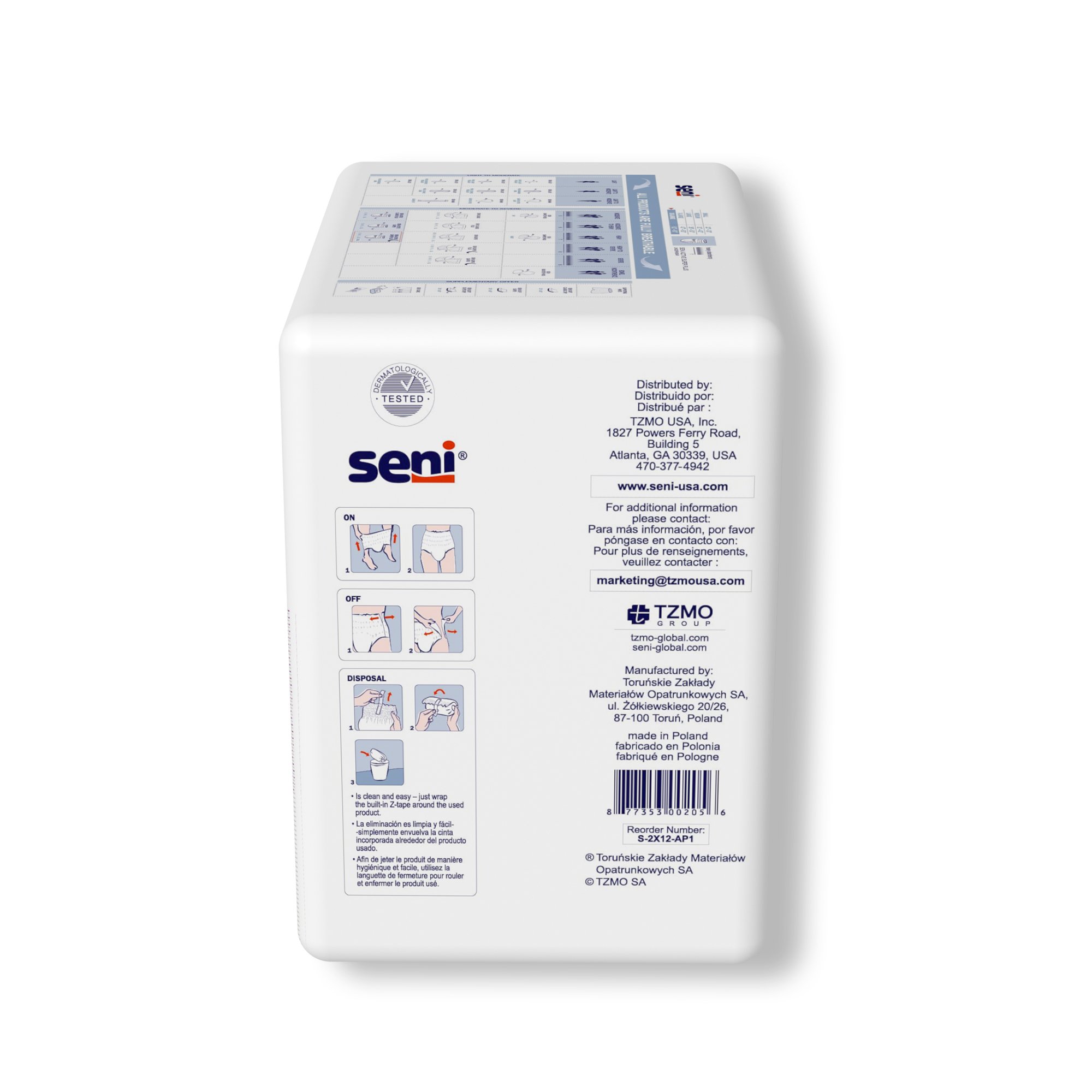 TZMO USA Inc S-2X12-AP1 - Seni® Active Super Plus Overnight Heavy Absorbent Underwear, 2X-Large - 12/Pack, 48/Case