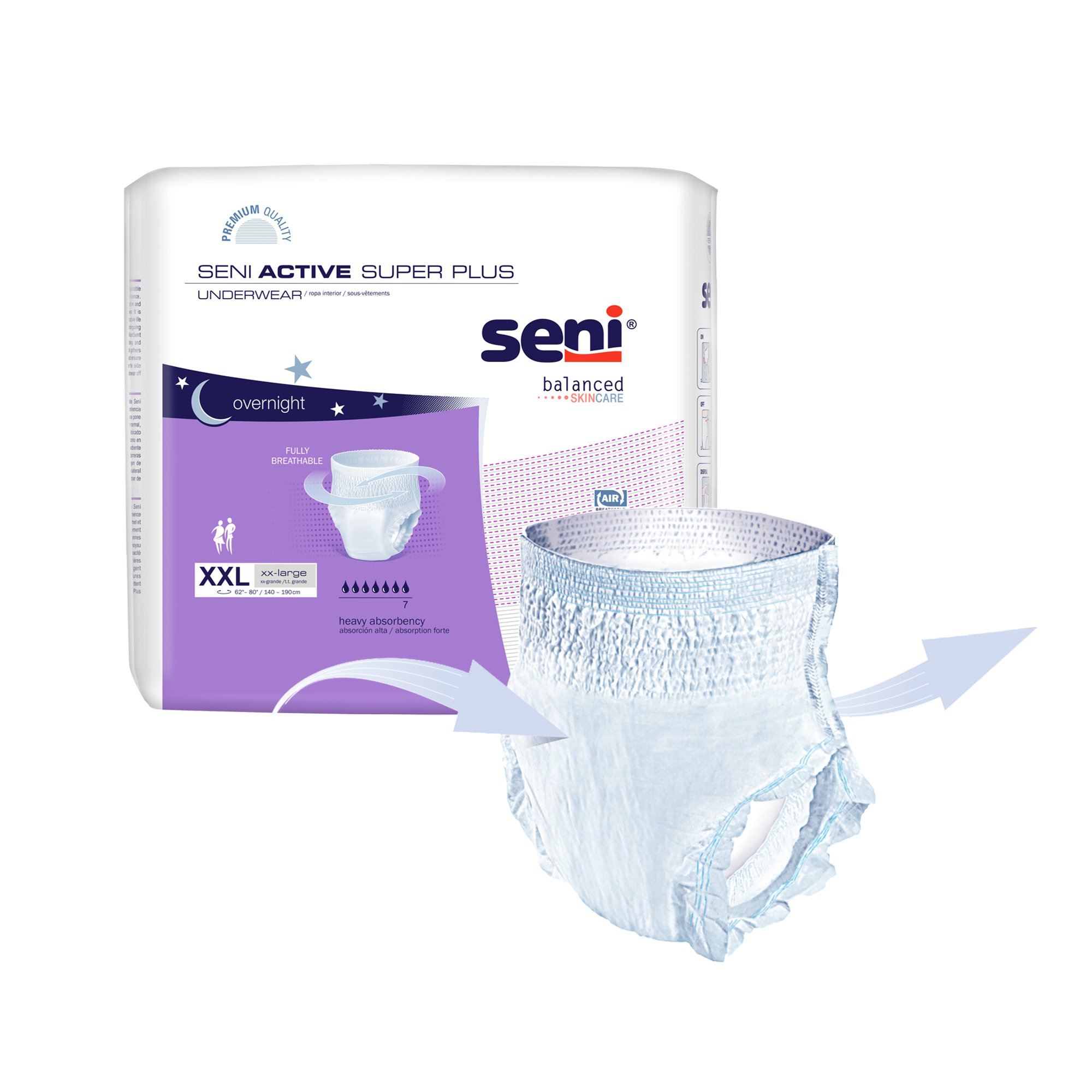 TZMO USA Inc S-2X12-AP1 - Seni® Active Super Plus Overnight Heavy Absorbent Underwear, 2X-Large - 12/Pack, 48/Case