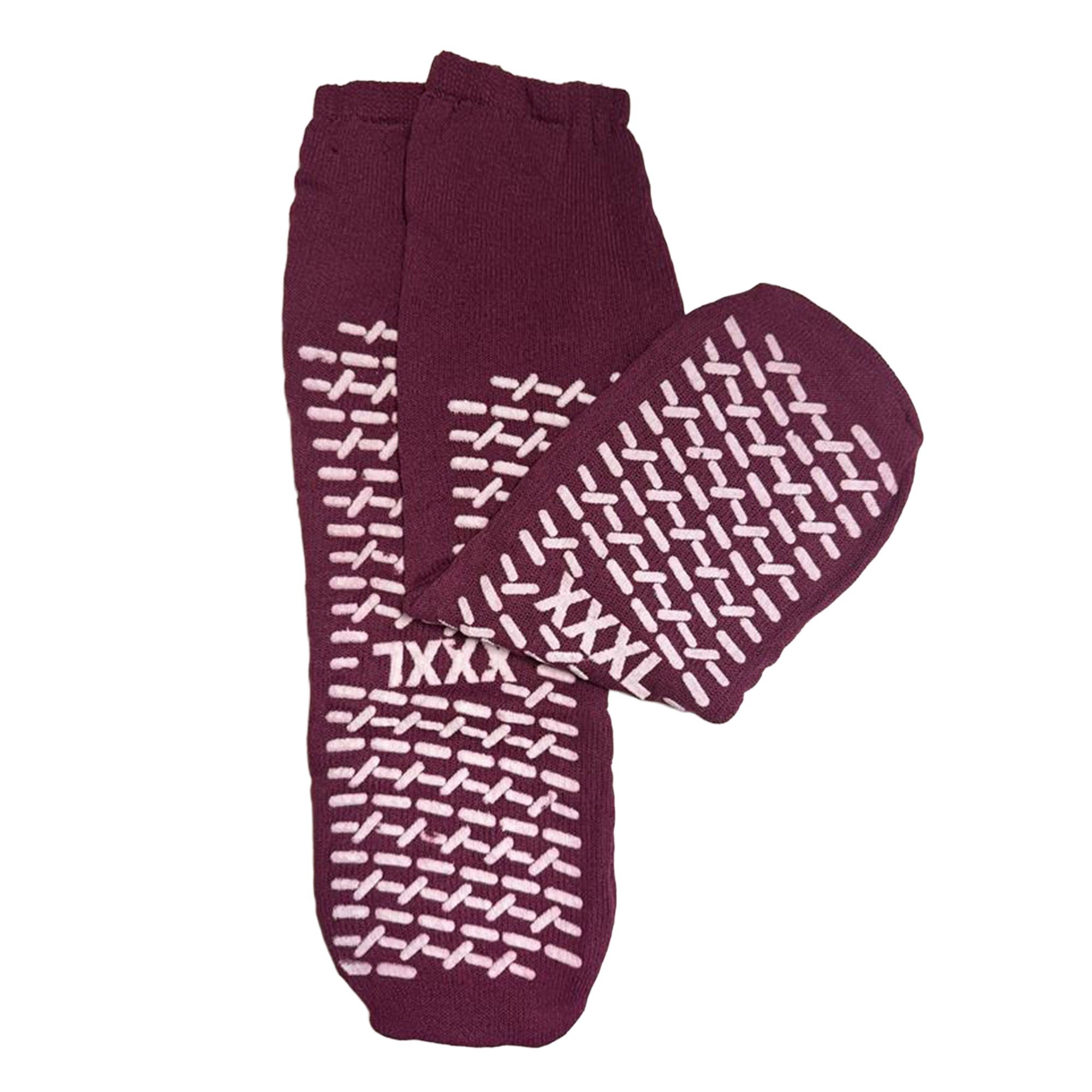 LSL Industries - SVDPXXXL Risk Management Slipper Socks Unisex Adult 3X-Large Double Tread Single Patient Use Purple