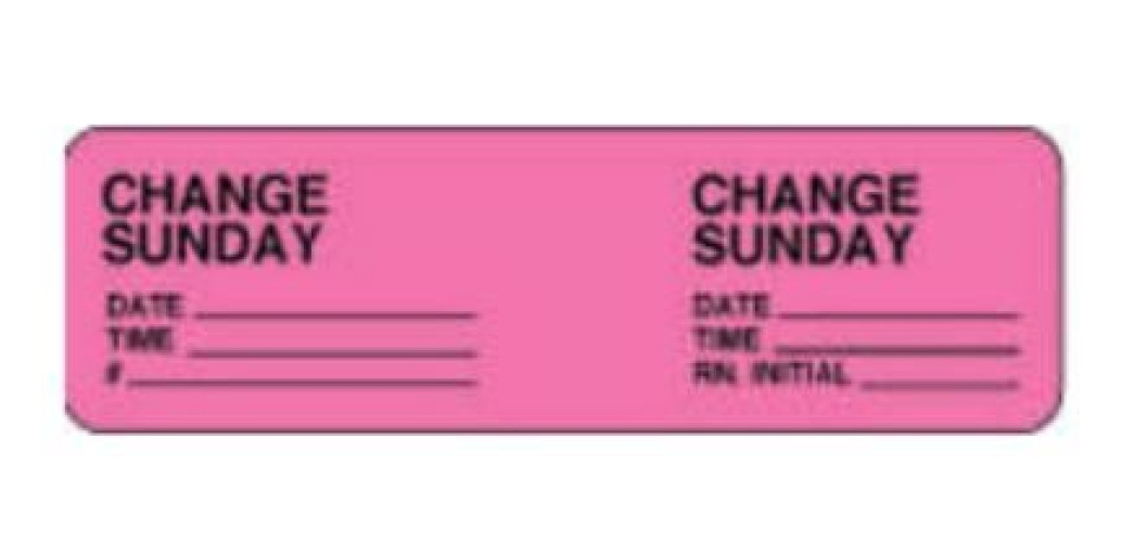 PDC Healthcare - 59704487 Pre-Printed Label pdc® Anesthesia Label Pink Permanent Paper Change Sunday Date_Time_Int_ Black Syringe Label 7/8 X 2-7/8 Inch