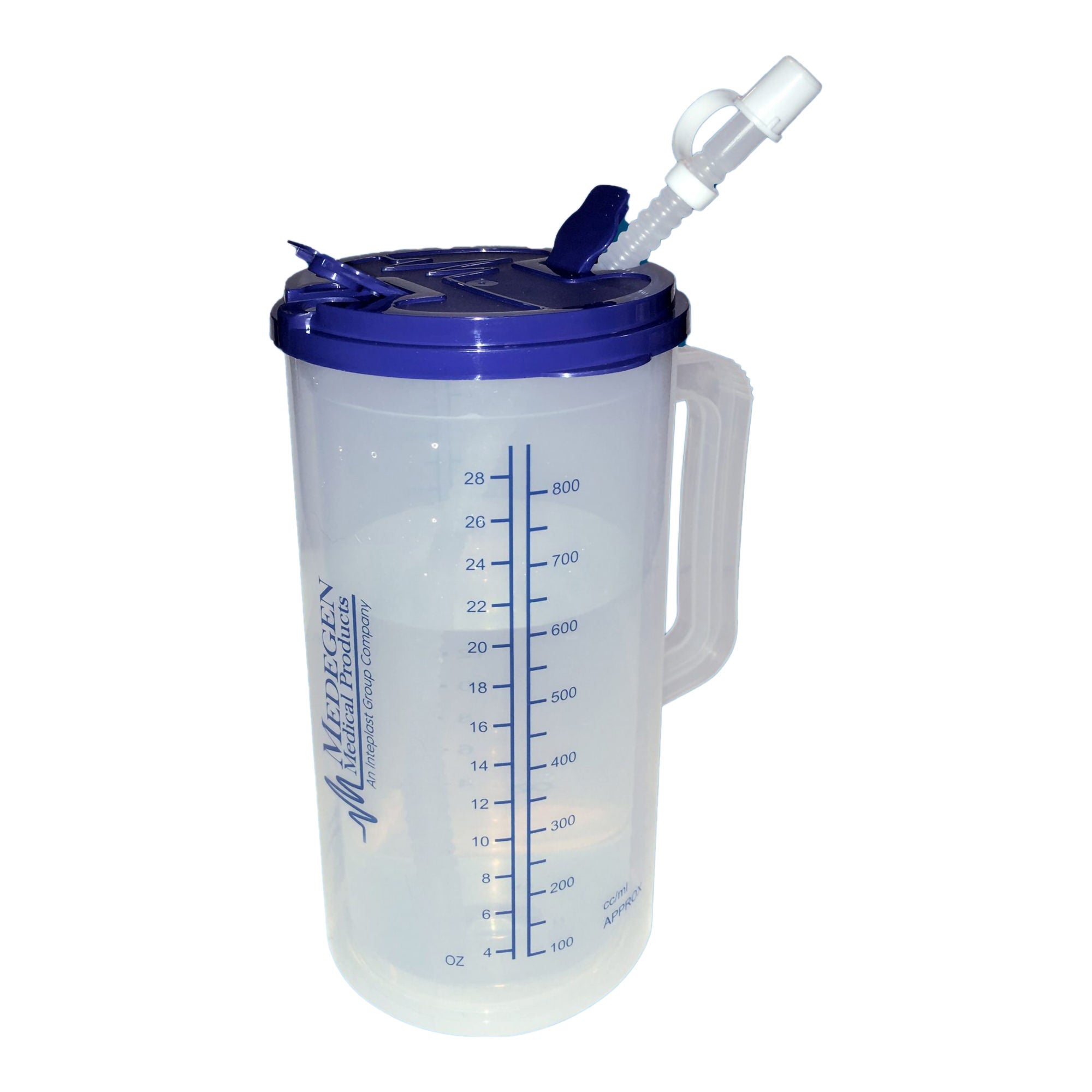 Medegen Medical Products LLC - H205-01 Insulated Drinking Mug 32 oz. Plastic Clear Cup / Blue Lid Reusable