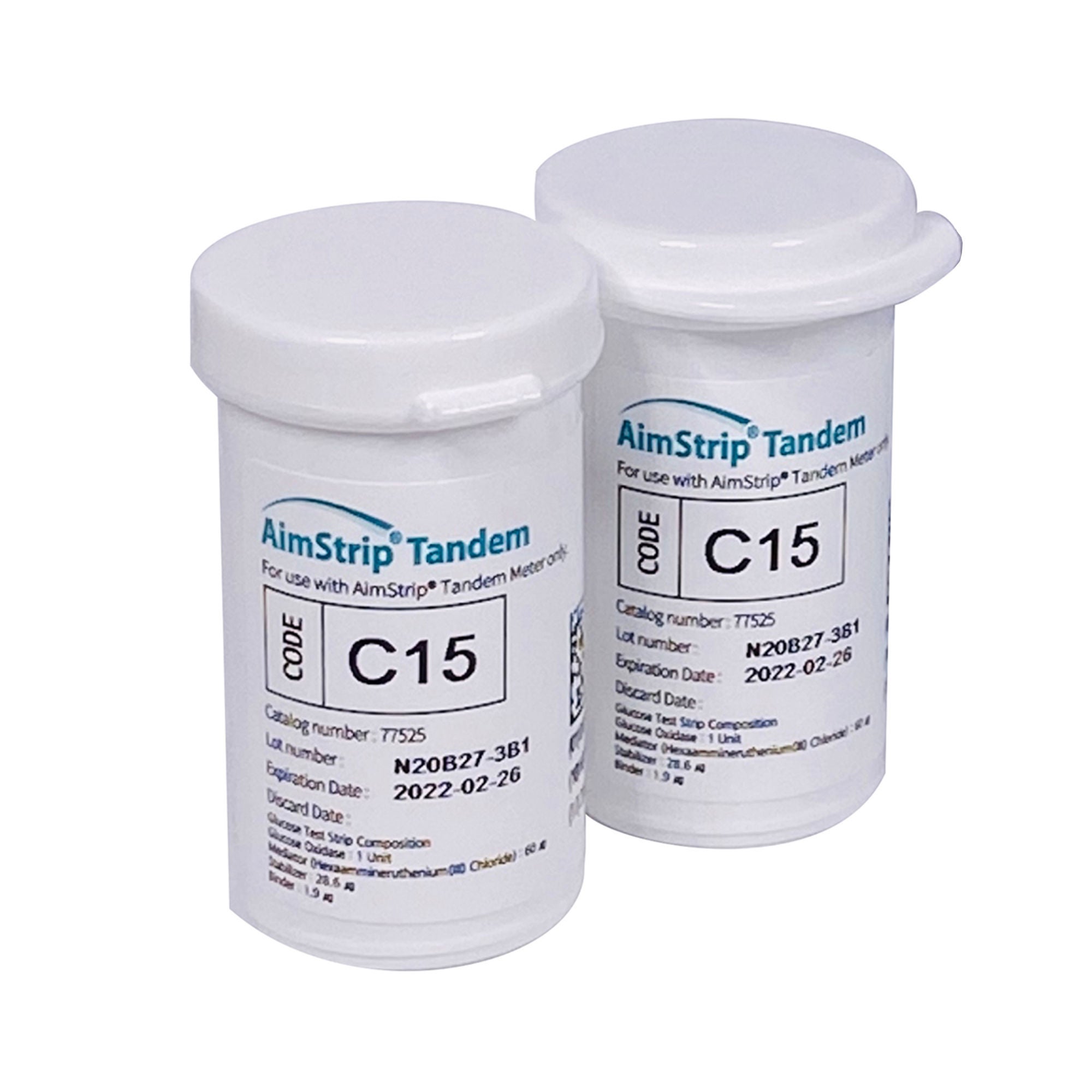Germaine Laboratories Inc - 77550 Blood Glucose Test Strips AimStrip® 50 Strips per Pack For use with AimStrip™ TANDEM Measuring System