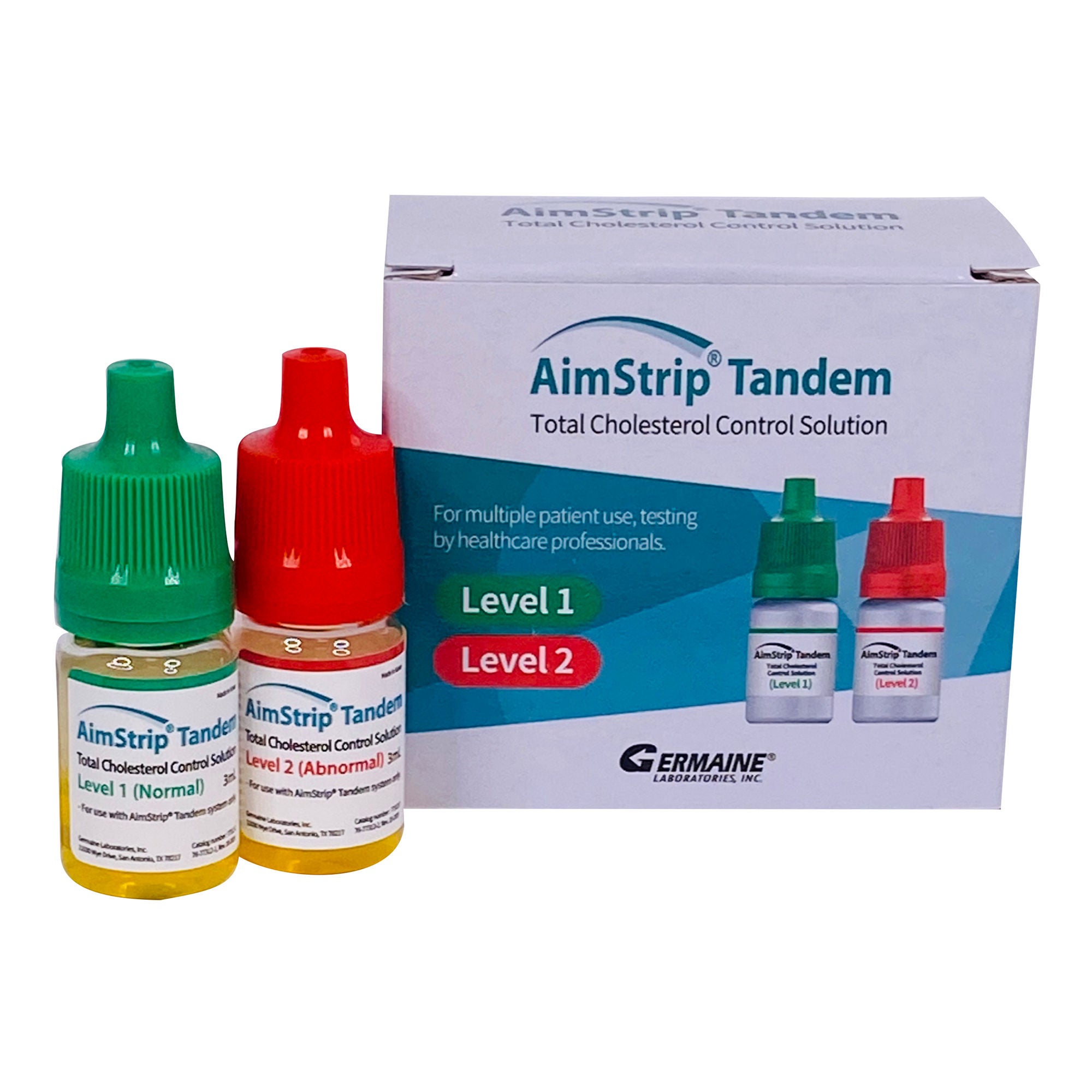 Germaine Laboratories Inc - 77312 Diabetes Management / Lipids Control Set AimStrip® Tandem Total Cholesterol Level 1, 2 2 X 3 mL