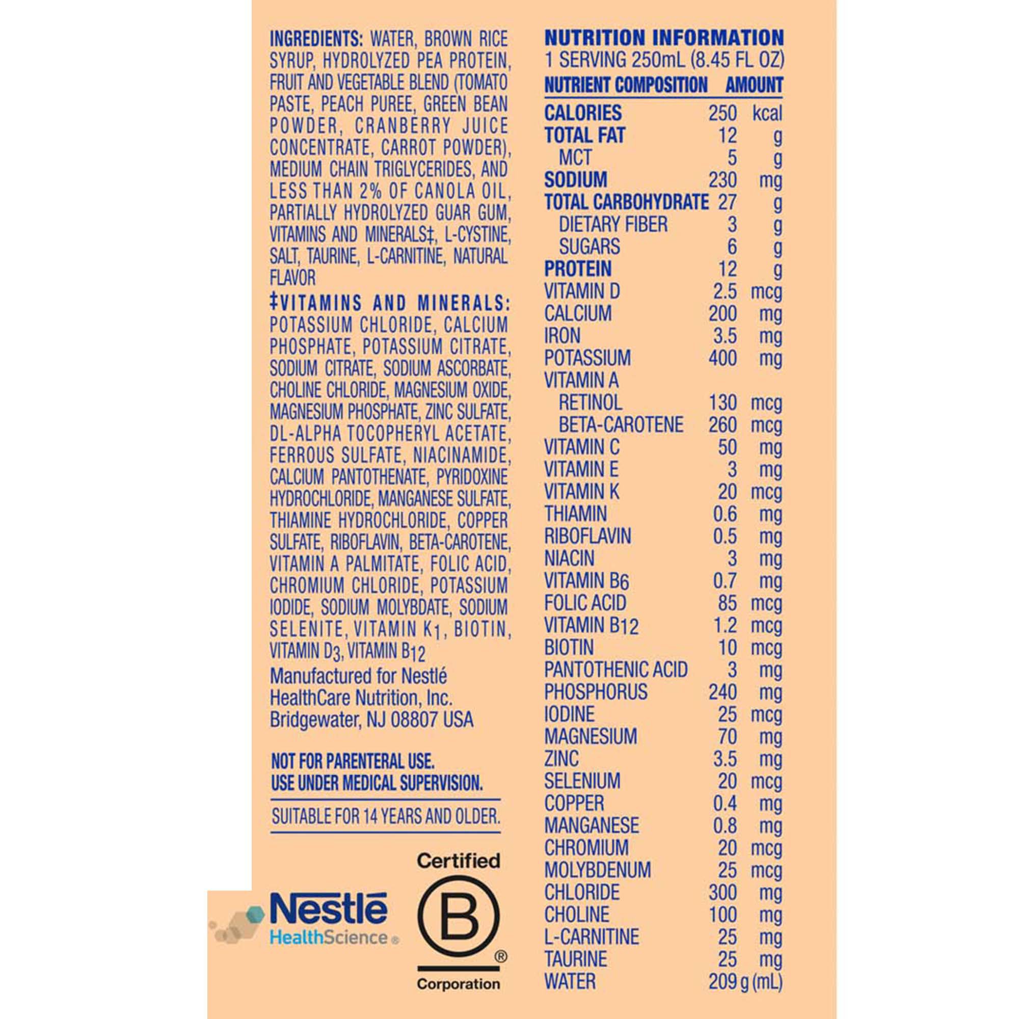 Nestle Healthcare Nutrition 00043900836065 - Compleat® Peptide 1.0 Nutritionally Complete Tube Feeding Formula - 1/Each, 24/Case