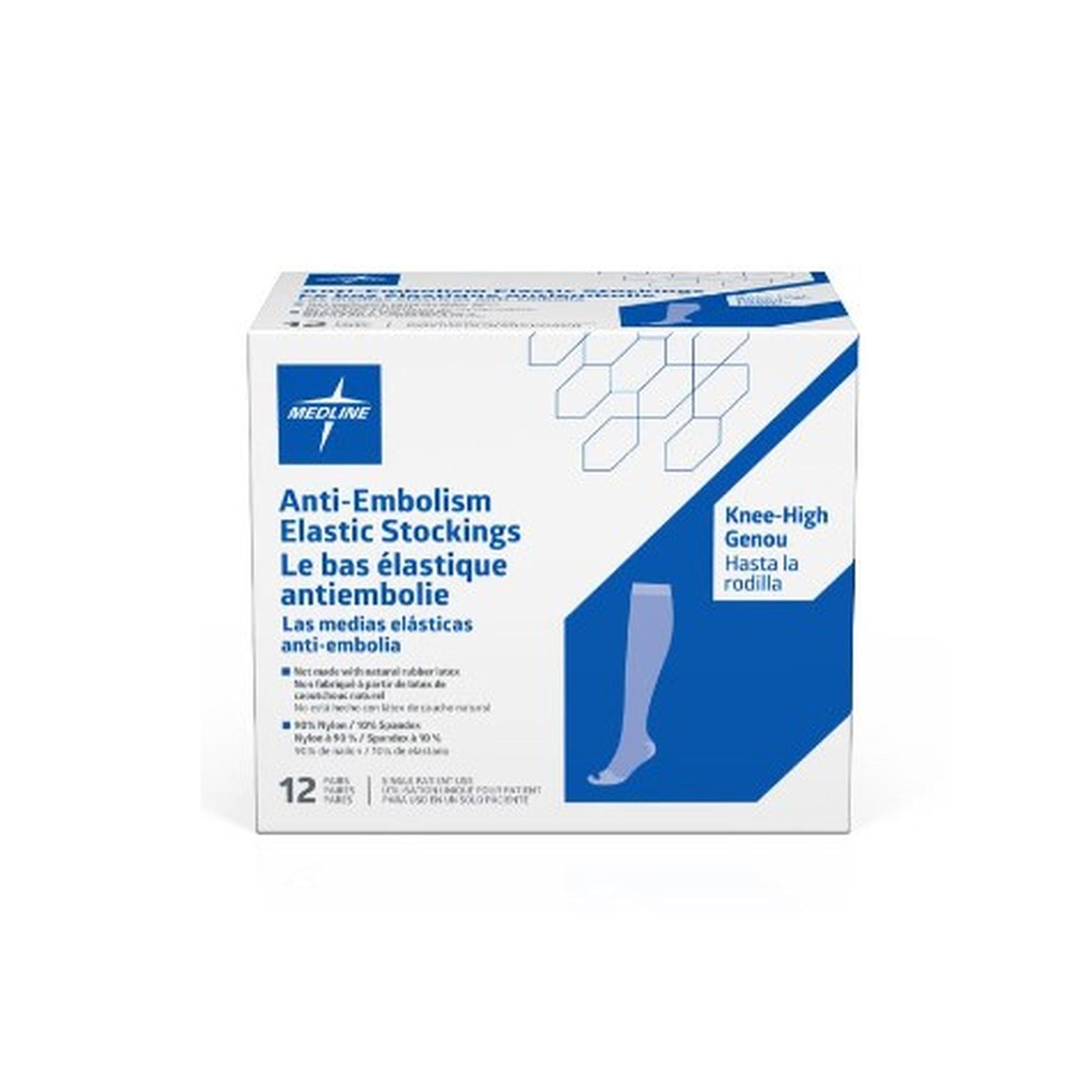 Medline - MDS160668 Anti-embolism Stocking Medline Knee High Large / Long White Inspection Toe