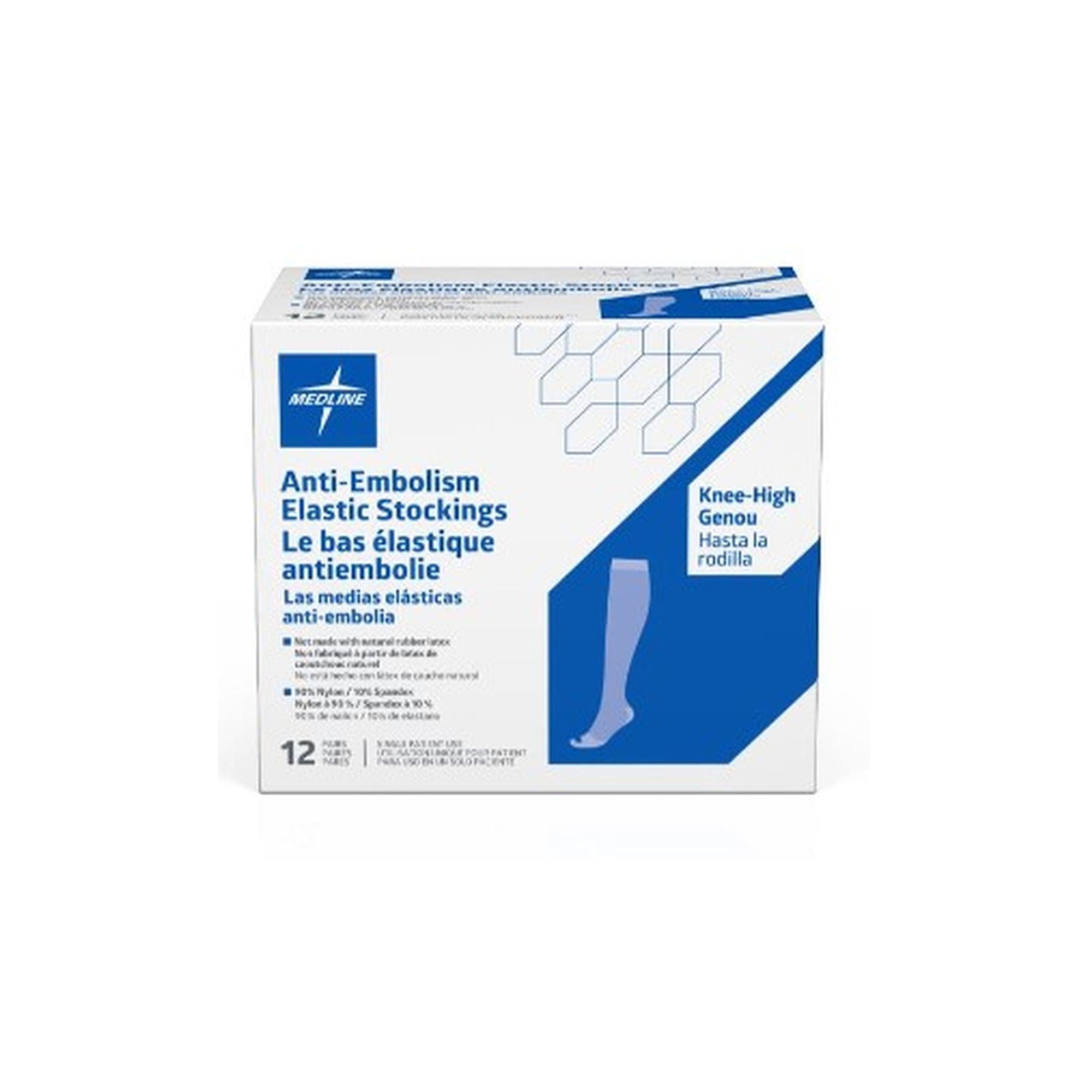 Medline - MDS160844 Anti-embolism Stocking Medline Thigh High Medium / Regular White Inspection Toe