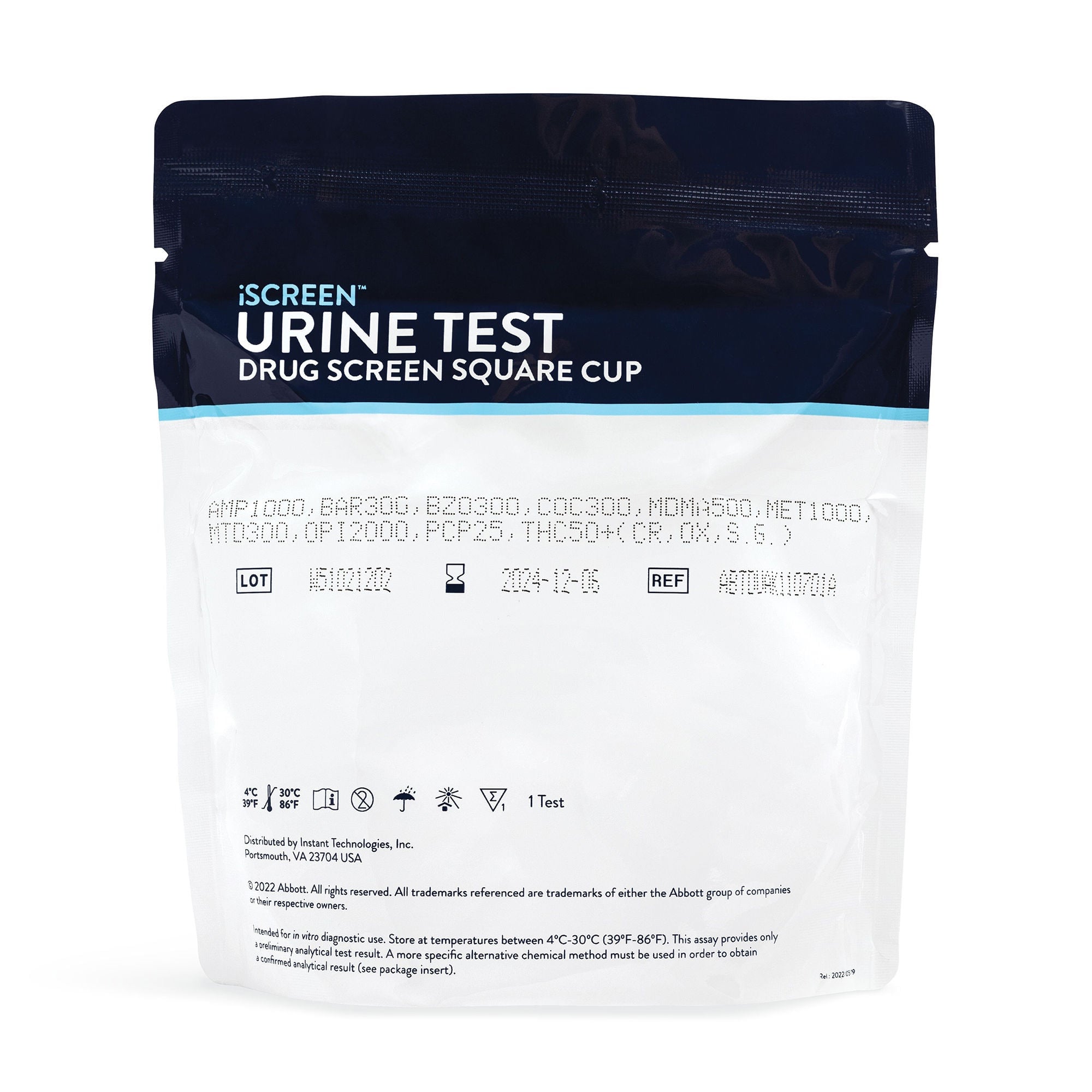 Abbott Rapid Dx North America LLC - ABTDUAW112701A Drugs of Abuse Test Kit iScreen® DX AMP, BAR, BZO, COC, mAMP/MET, MDMA, MTD, MOP(OPI300), OXY, PCP, TCA,THC, (CR, NI, OX, PH, SG) 25 Tests CLIA Waived