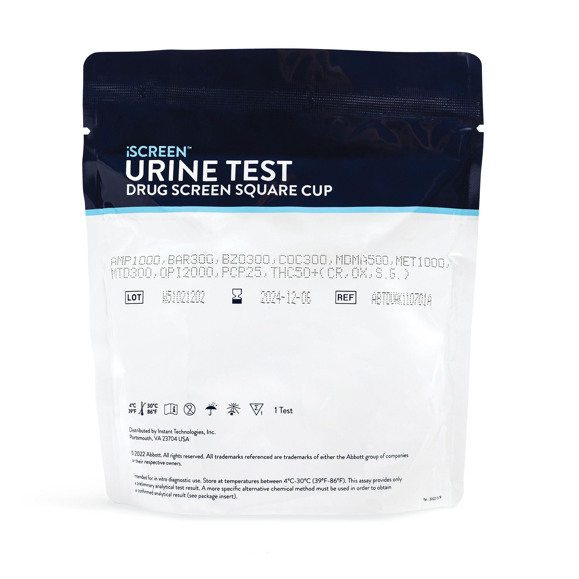 Abbott Rapid Dx North America LLC - ABTDUAW112702B Drugs of Abuse Test Kit iScreen® DX AMP, BAR, BZO, BUP, COC, mAMP/MET, MDMA, MTD, MOP(OPI300), OXY, PCP, THC, (CR, PH, SG) 25 Tests CLIA Waived