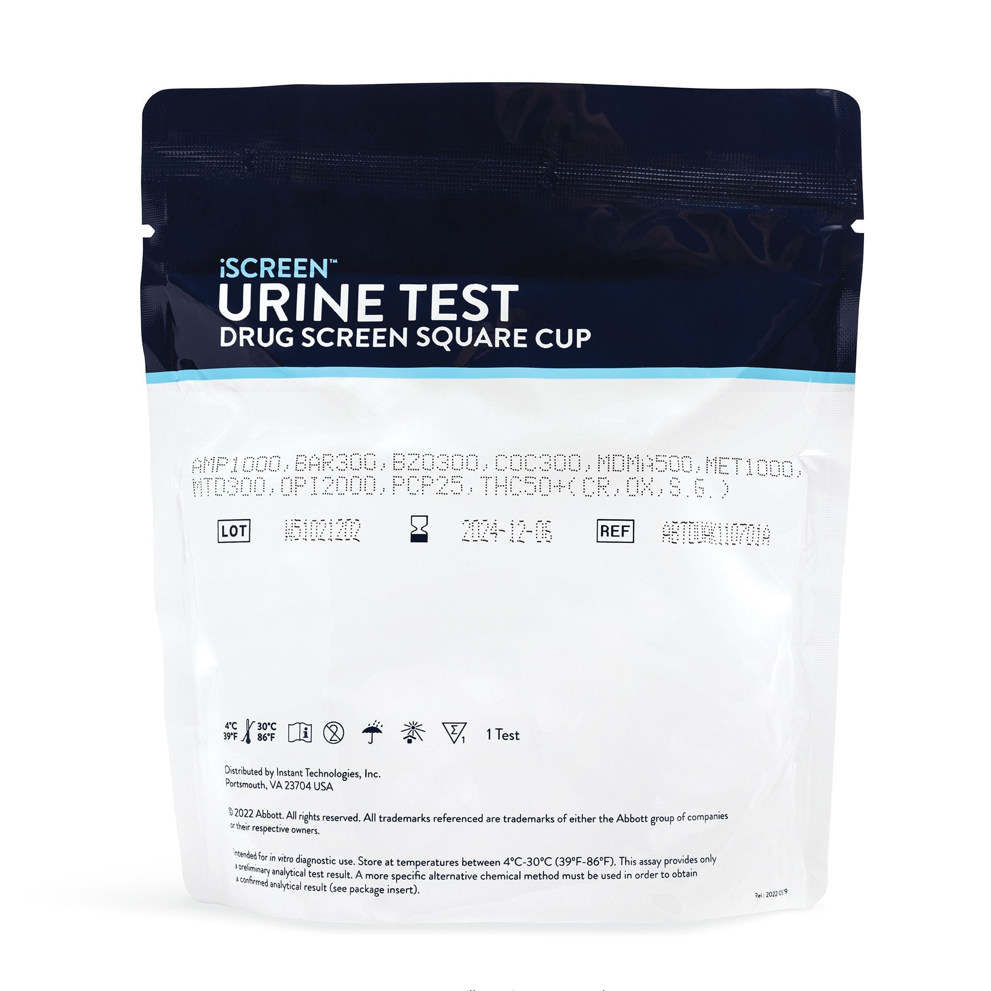 Abbott Rapid Dx North America LLC - ABTDUAW112704D Drugs of Abuse Test Kit iScreen® DX AMP, BAR, BZO, BUP, COC, mAMP/MET, MDMA, MTD, MOP(OPI300), OXY, PCP, TCA, (CR, SG, PH) 25 Tests CLIA Waived