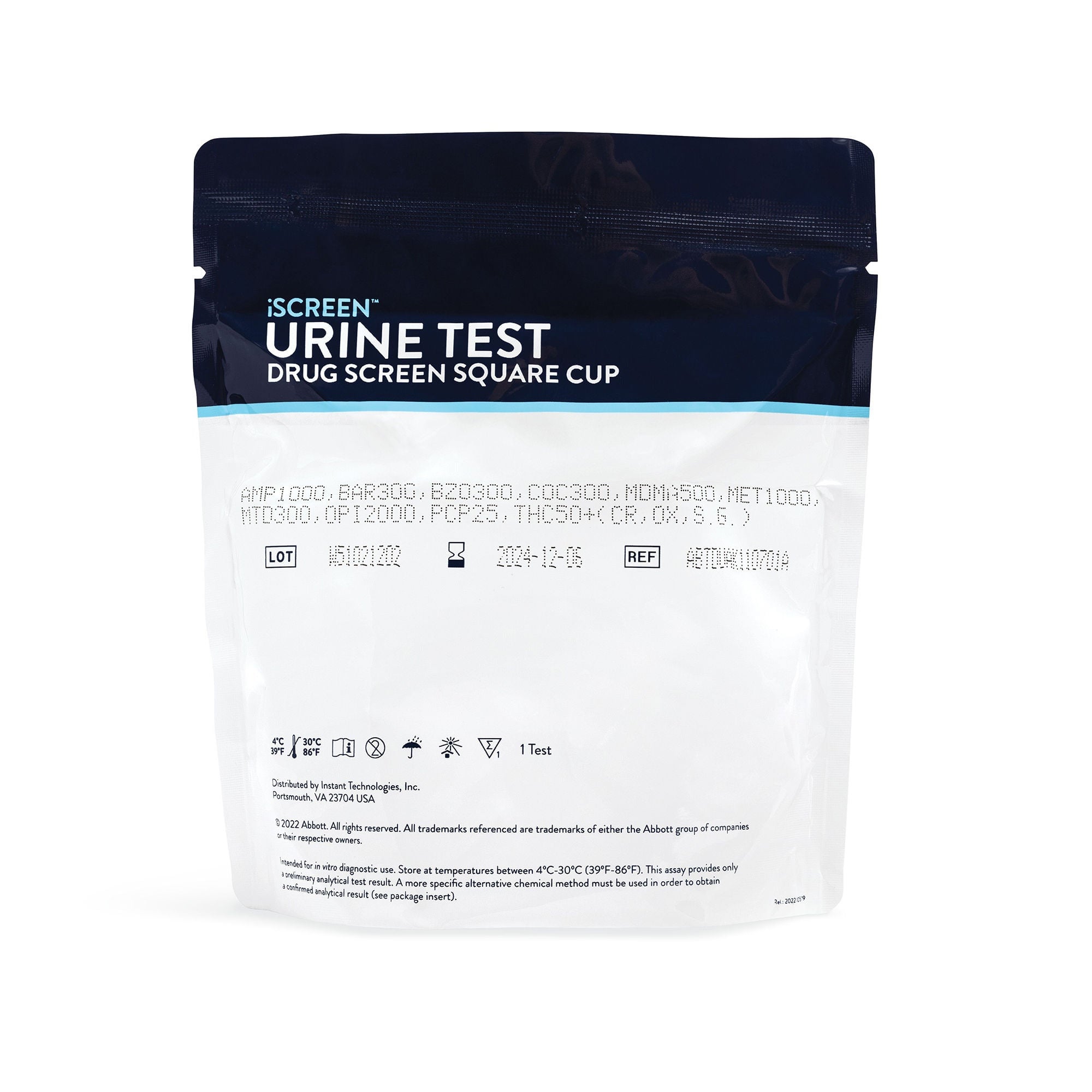Abbott Rapid Dx North America LLC - ABTDUAW17702B Drugs of Abuse Test Kit iScreen® DX AMP, BZO, COC, mAMP/MET, MOP/OPI300, OXY, THC, (CR, SG, OX) 25 Tests CLIA Waived