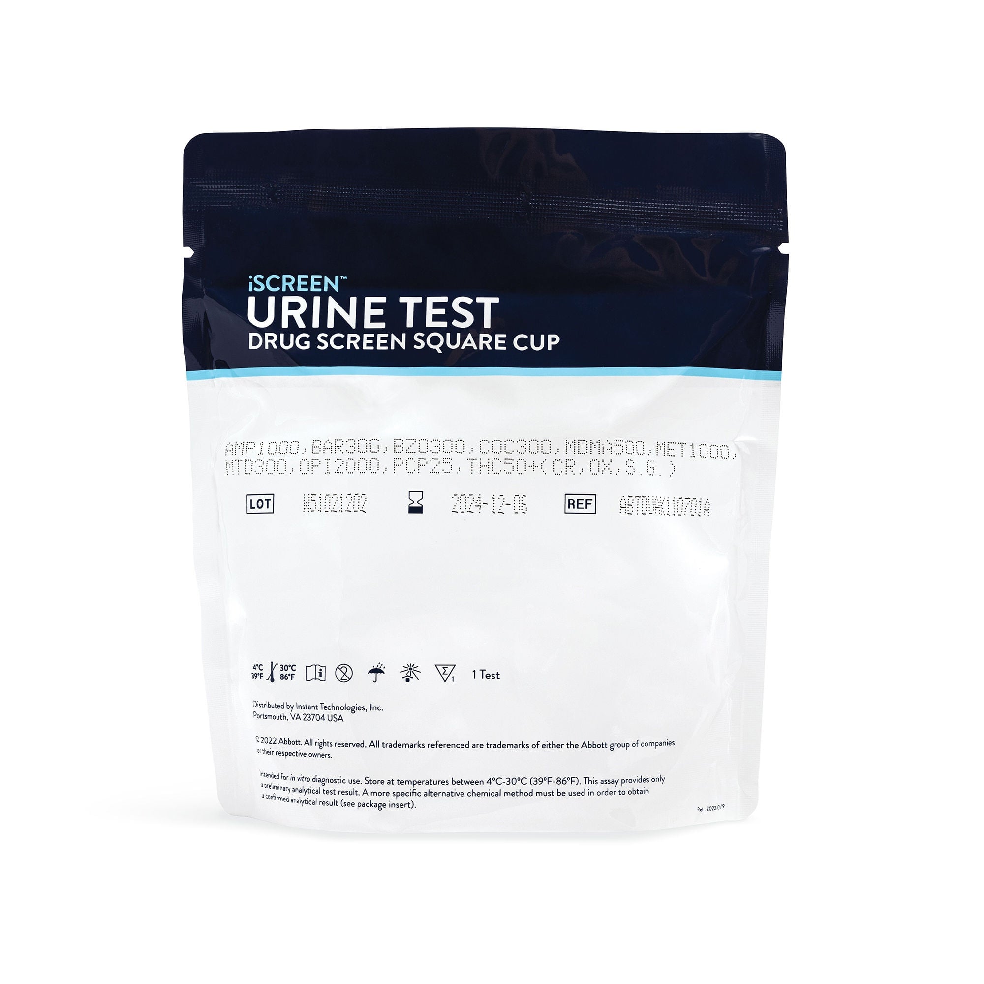 Abbott Rapid Dx North America LLC - ABTDUAW111701A Drugs of Abuse Test Kit iScreen® DX AMP500, BAR, BUP, BZO, COC150, MDMA, mAMP/MET500, MOP/OPI300, MTD, OXY, THC (CR, NI, pH, OX, SG) 25 Tests CLIA Waived