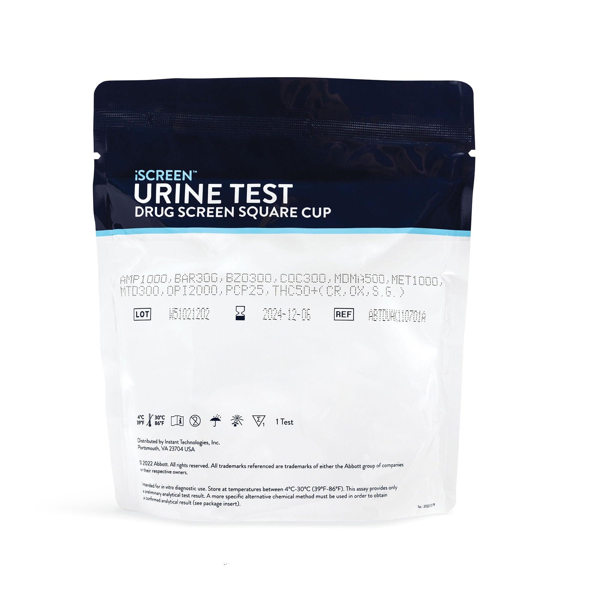 Abbott Rapid Dx North America LLC - ABTDUAW114701A Drugs of Abuse Test Kit iScreen® DX AMP500, BAR, BUP, BZO, COC150, MOP/OPI300, mAMP/MET500, MDMA, OXY, PCP, PPX, THC, TCA, (CR, NI,OX, pH, SG) 25 Tests CLIA Waived