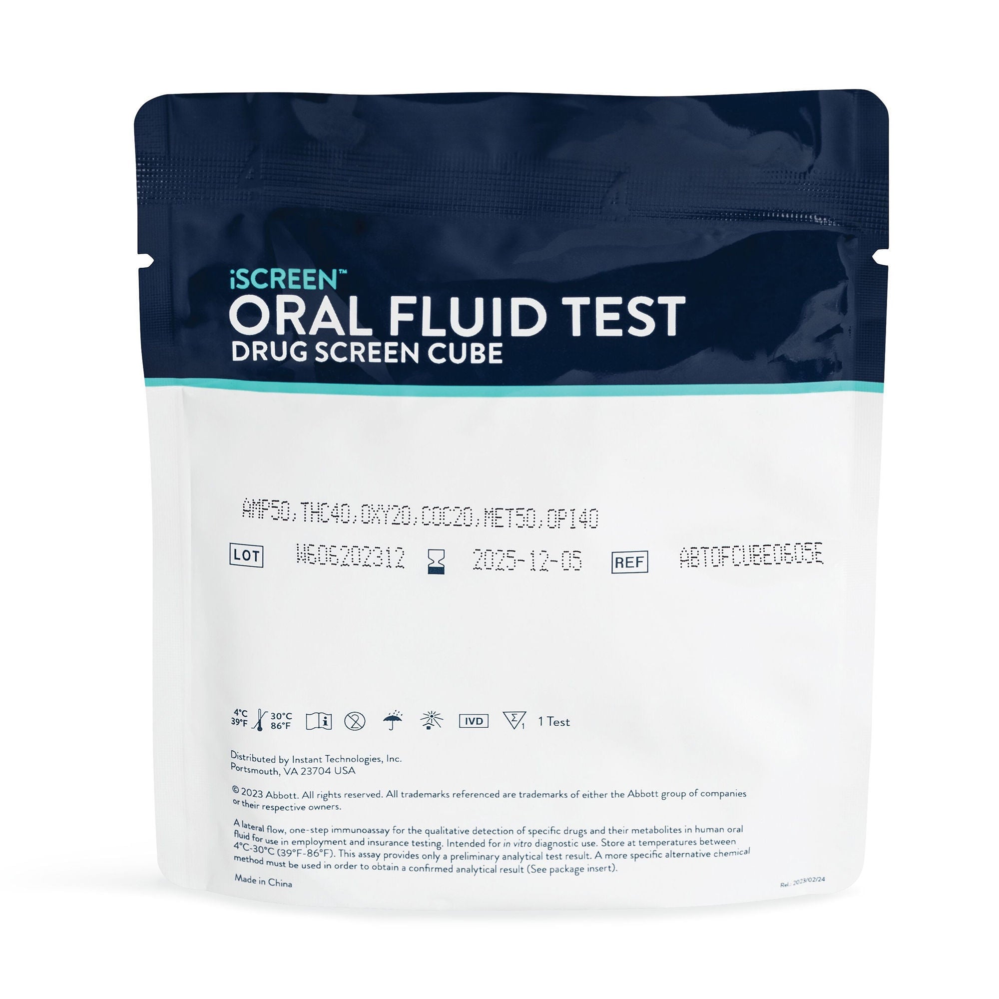 Abbott Rapid Dx North America LLC - ABTOFCUBE0501A Drugs of Abuse Test Kit iScreen® AMP50, COC20, mAMP/MET50, OPI40, PCP10 25 Tests For Employment / Insurance Use