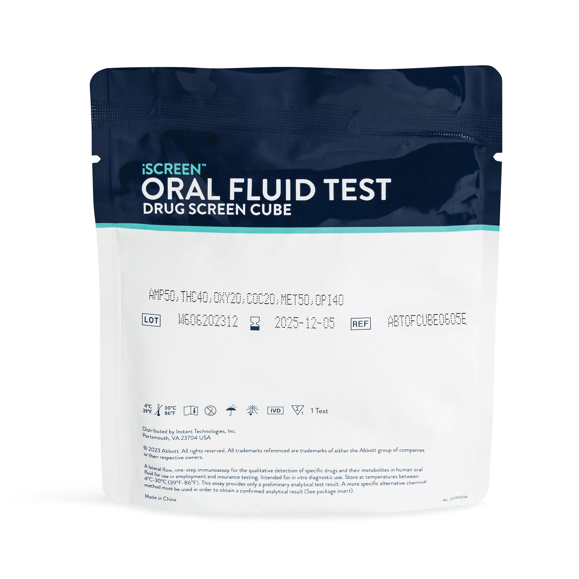 Abbott Rapid Dx North America LLC - ABTOFCUBE0701A Drugs of Abuse Test Kit iScreen® AMP50, COC20, mAMP/MET50, OPI40, OXY20, PCP10, THC40 25 Tests For Employment / Insurance Use