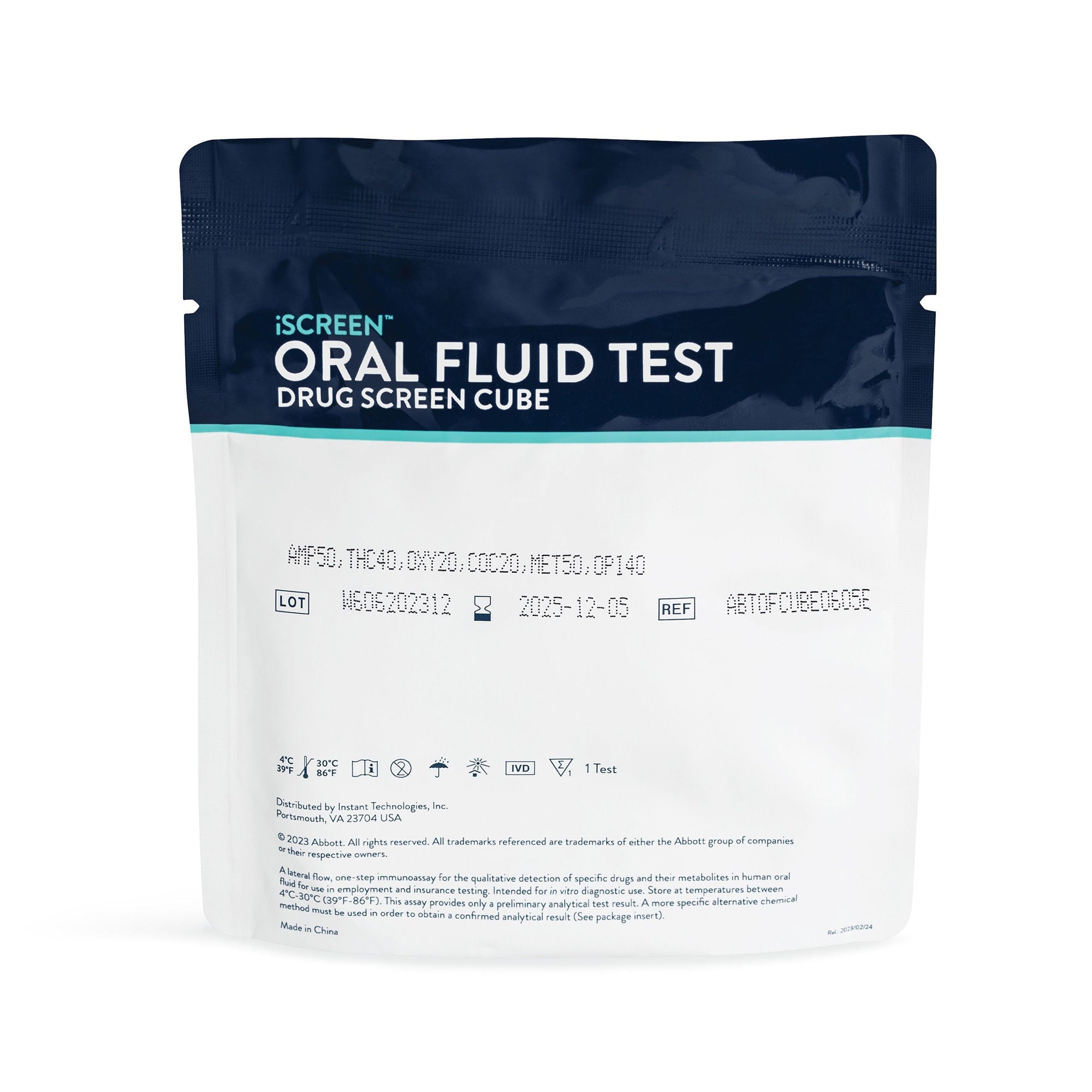 Abbott Rapid Dx North America LLC - ABTOFCUBE0901A Drugs of Abuse Test Kit iScreen® AMP50, BAR20, COC20, MDMA50, mAMP/MET50, MTD30, OPI40, OXY20, PCP10 25 Tests For Employment / Insurance Use