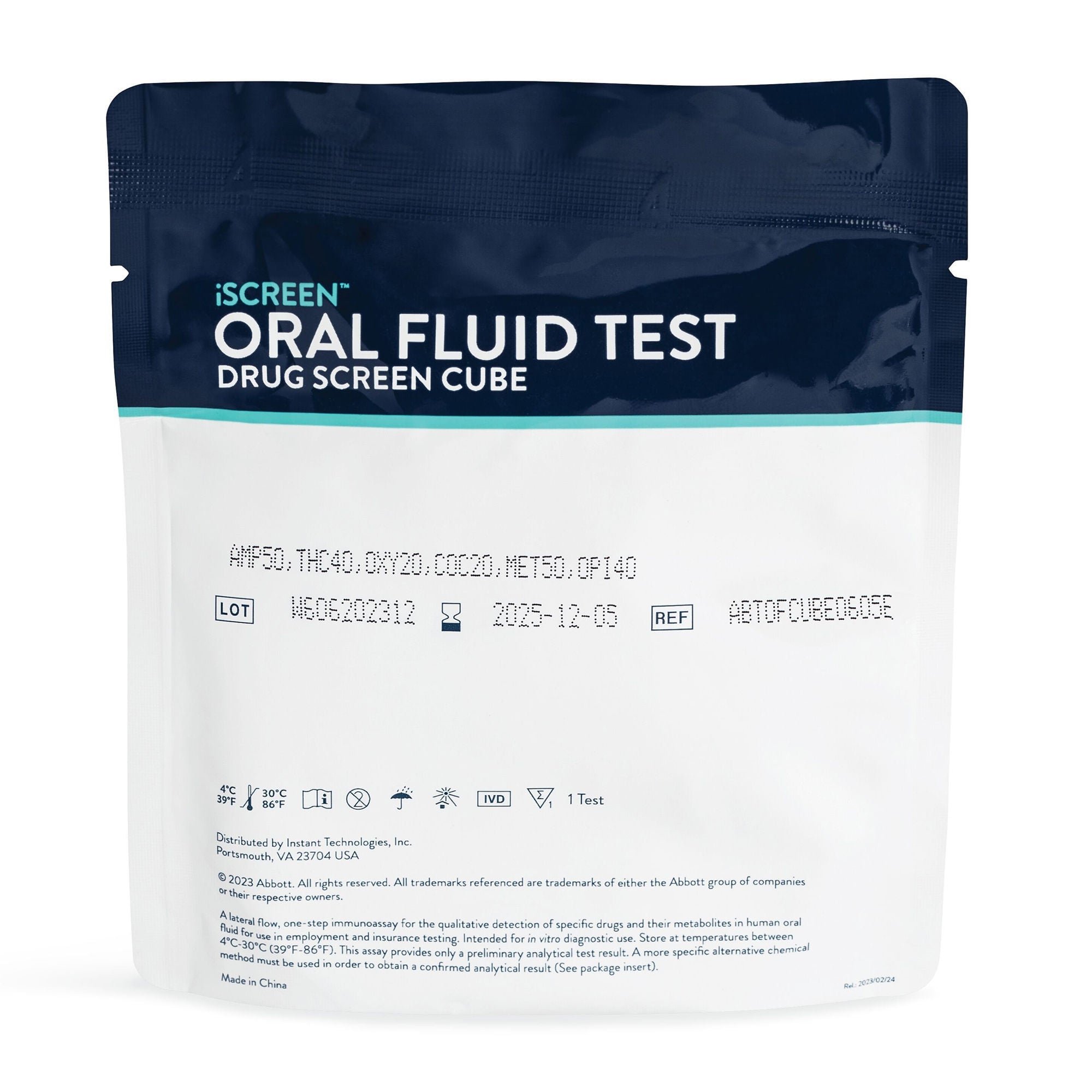 Abbott Rapid Dx North America LLC - ABTOFCUBE1001A Drugs of Abuse Test Kit iScreen® AMP50, BAR20, COC20, MDMA50, mAMP/MET50, MTD30, OPI40, OXY20, PCP10, THC40 25 Tests For Employment / Insurance Use