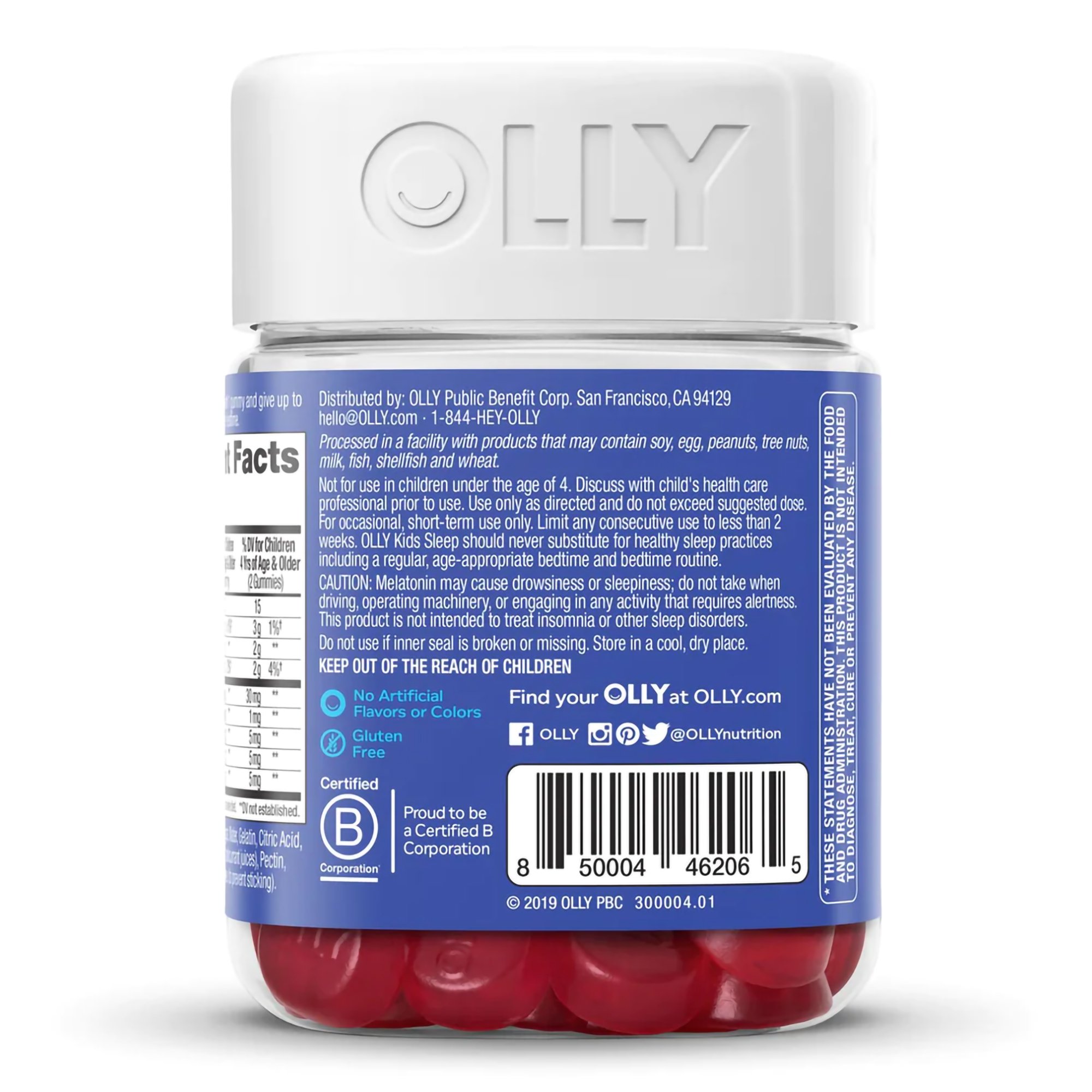 OLLY Public Benefit Corp 85000446206 - Olly Kids Sleep Gummies, Razzzberry - 1/Bottle