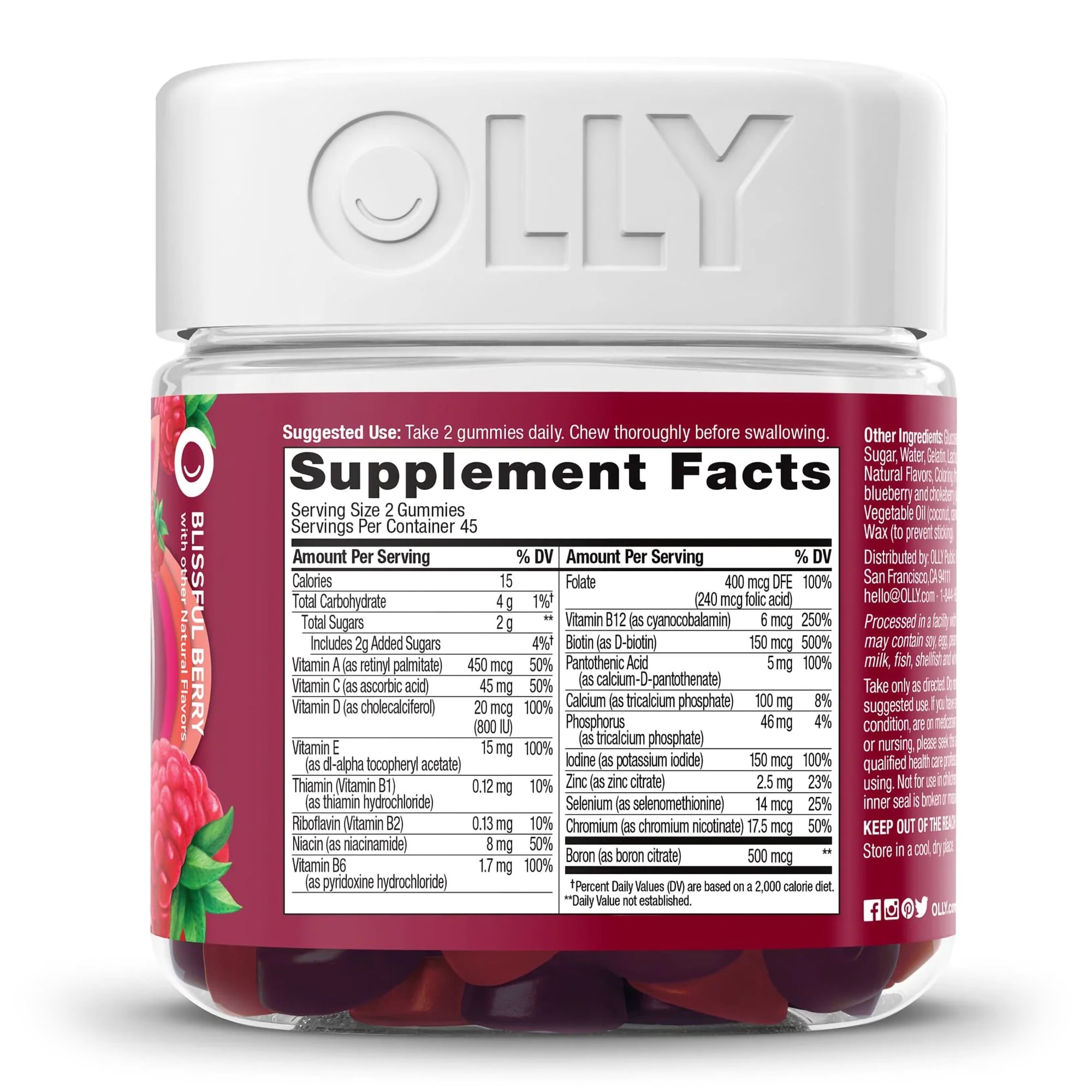 OLLY Public Benefit Corp 85815800501 - Olly The Perfect Women's Multi Gummies, Blissful Berry - 1/Bottle