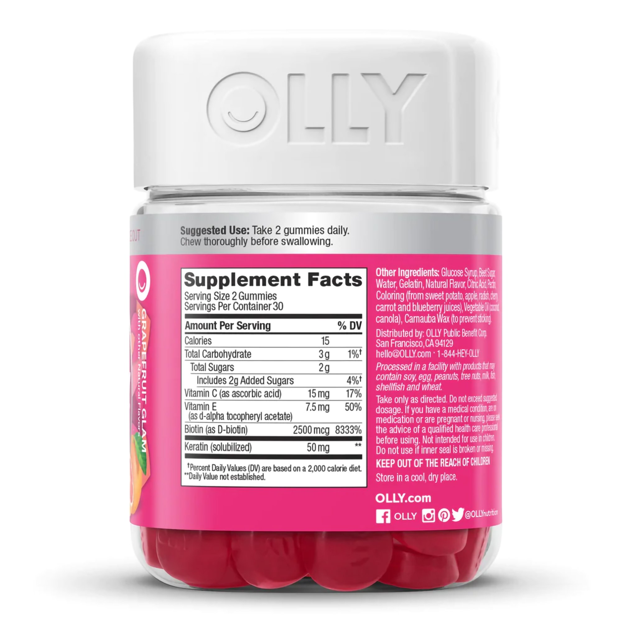 OLLY Public Benefit Corp 85815800507 - Olly Undeniable Beauty Gummies Grapefruit Glam - 1/Bottle