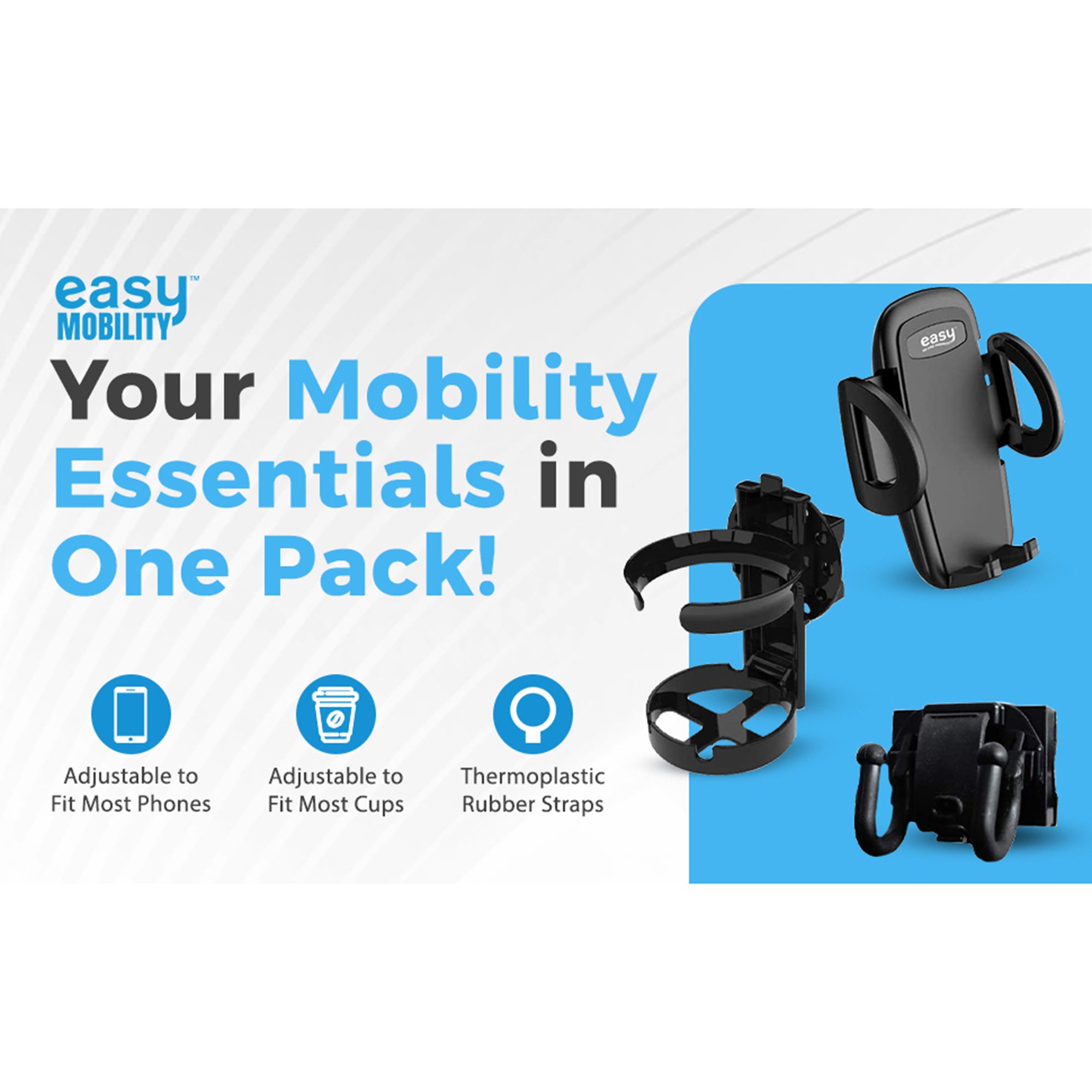 Easy To Use Products LLC 760 - Mobility Aid Combo Pack, Cup Holder, Phone Grip, Bag Hooks - 1/Each, 16/Case