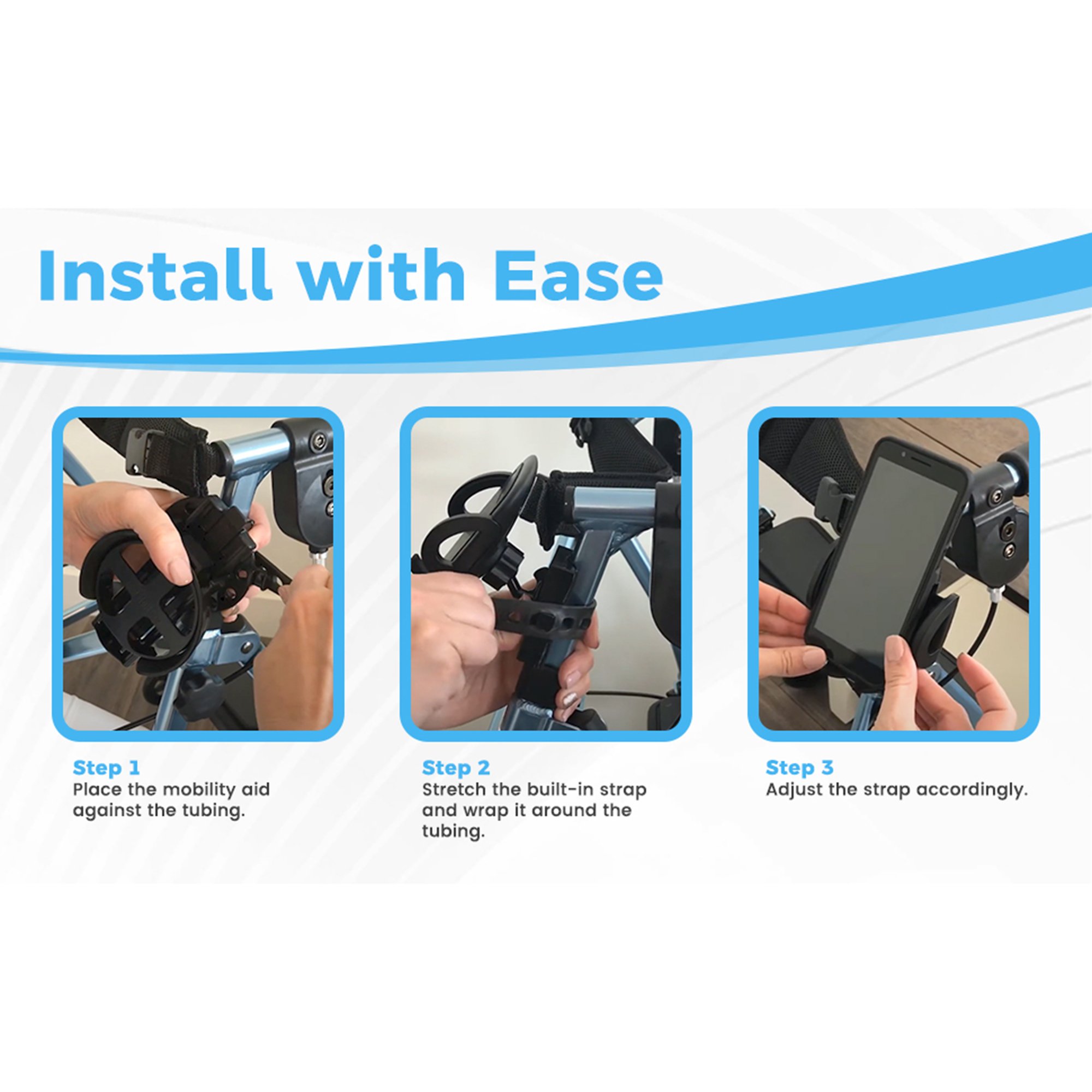 Easy To Use Products LLC 760 - Mobility Aid Combo Pack, Cup Holder, Phone Grip, Bag Hooks - 1/Each, 16/Case