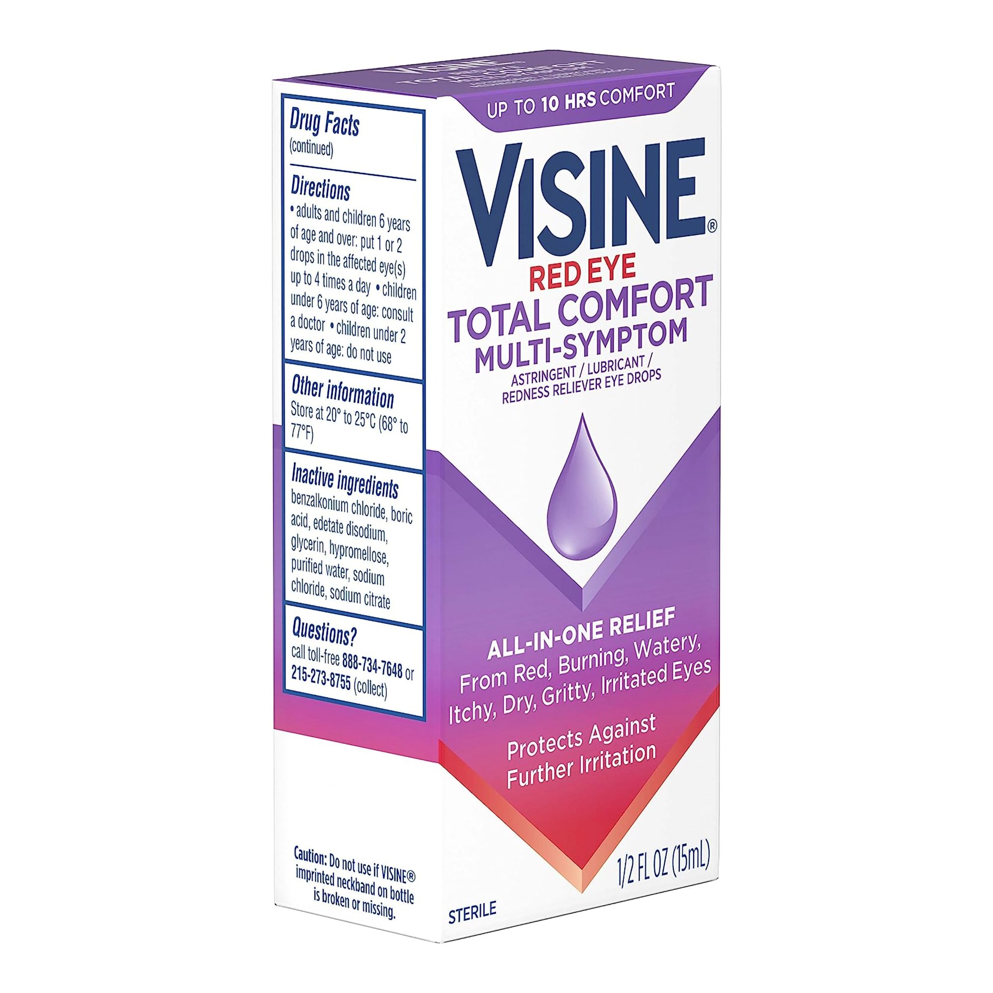 J & J Sales 69968036001 - Visine Red Eye Total Comfort Multi-Symptom Eye Drops - 1/Each