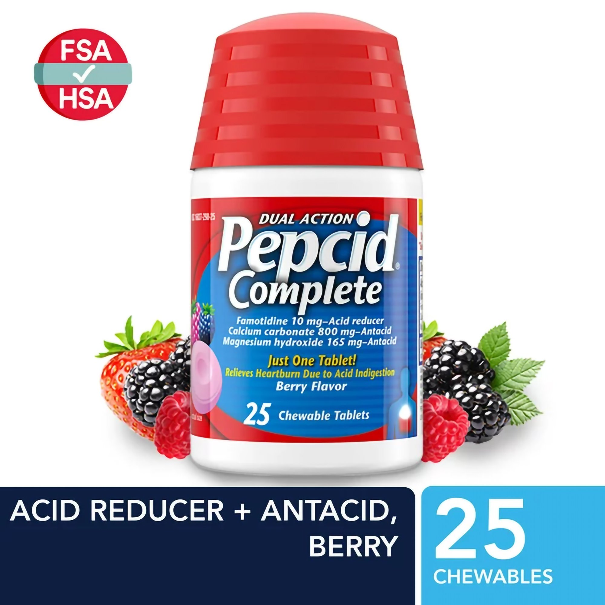 J & J Sales 71683729125 - Pepcid® Complete Chewable Tablets Berry Flavor - 1/Bottle