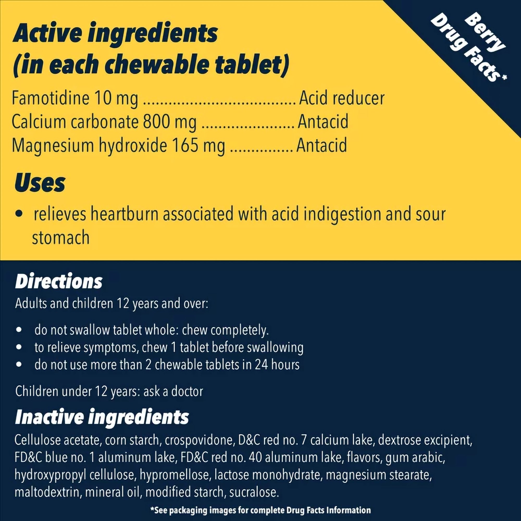 J & J Sales 71683729125 - Pepcid® Complete Chewable Tablets Berry Flavor - 1/Bottle