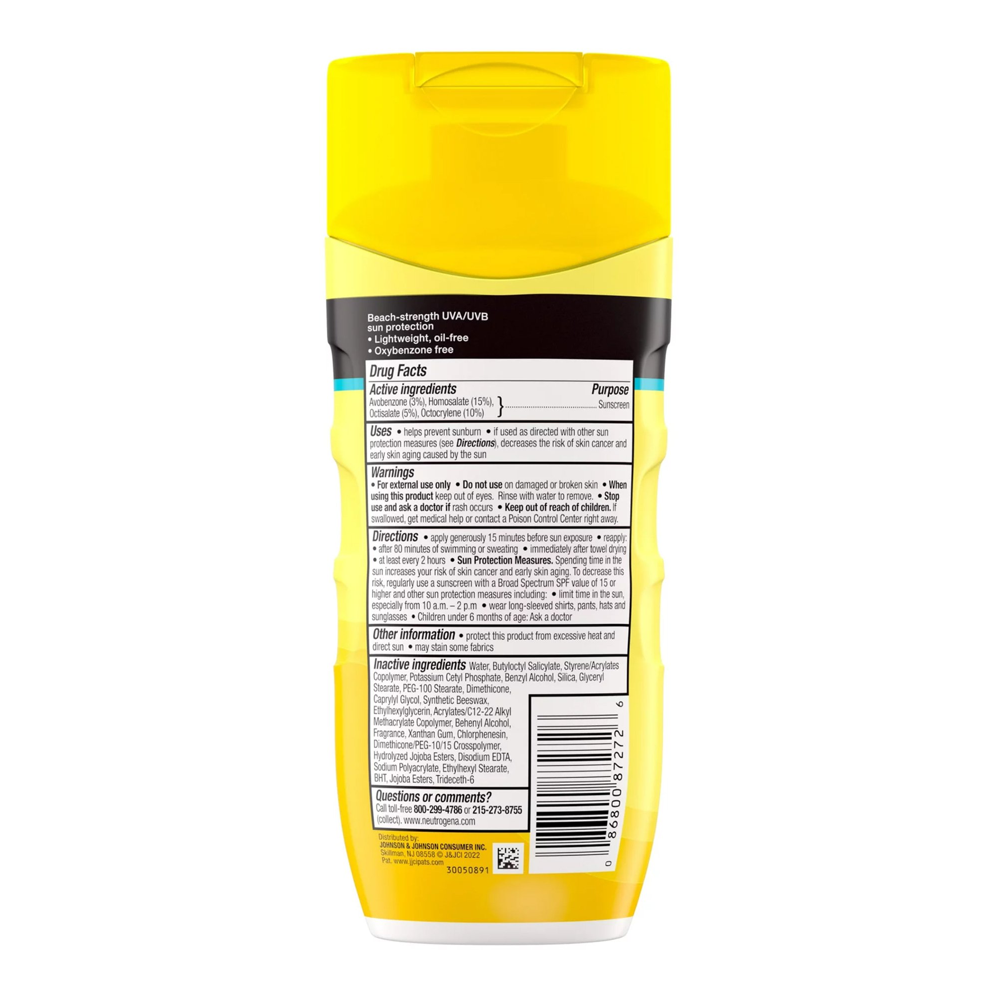 J & J Sales 08680087272 - Neutrogena® Beach Defense® Water + Sun Protection Sunscreen Lotion SPF 70 - 1/Each