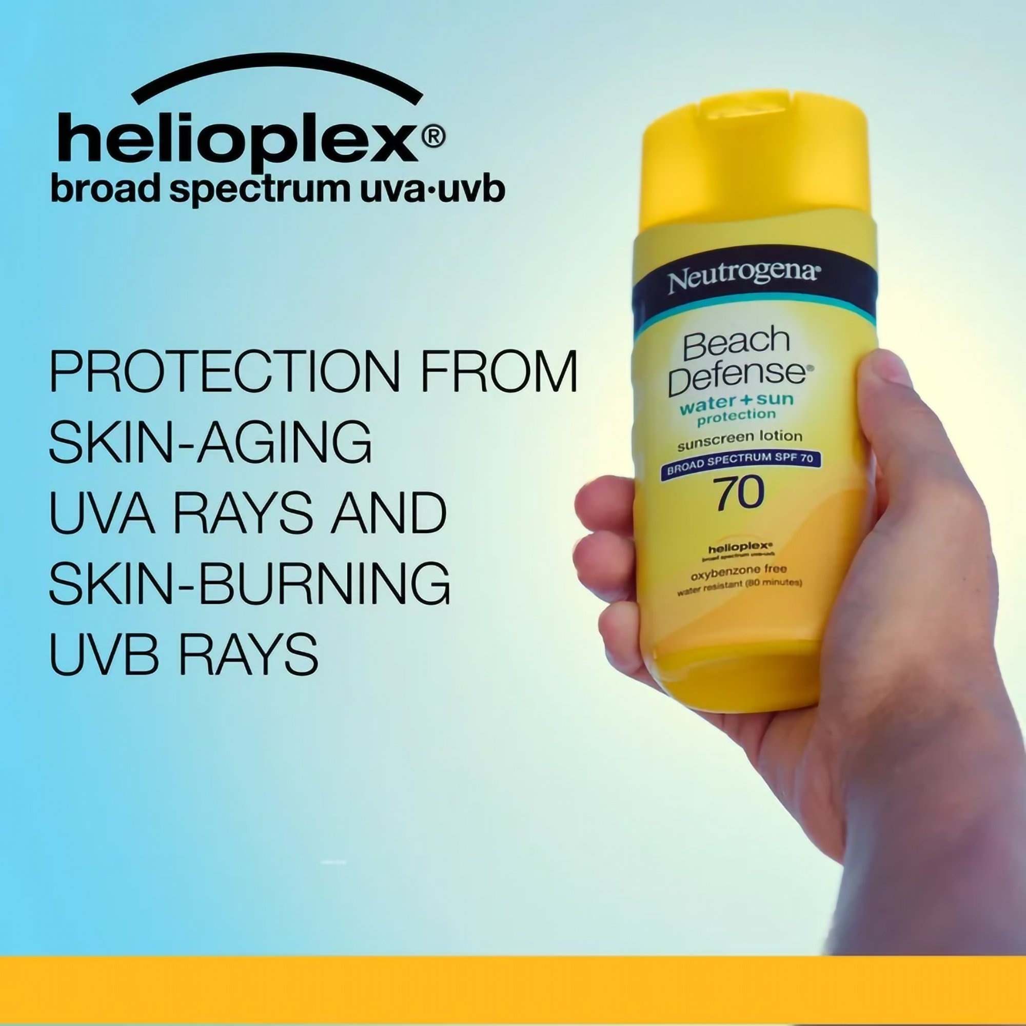 J & J Sales 08680087272 - Neutrogena® Beach Defense® Water + Sun Protection Sunscreen Lotion SPF 70 - 1/Each