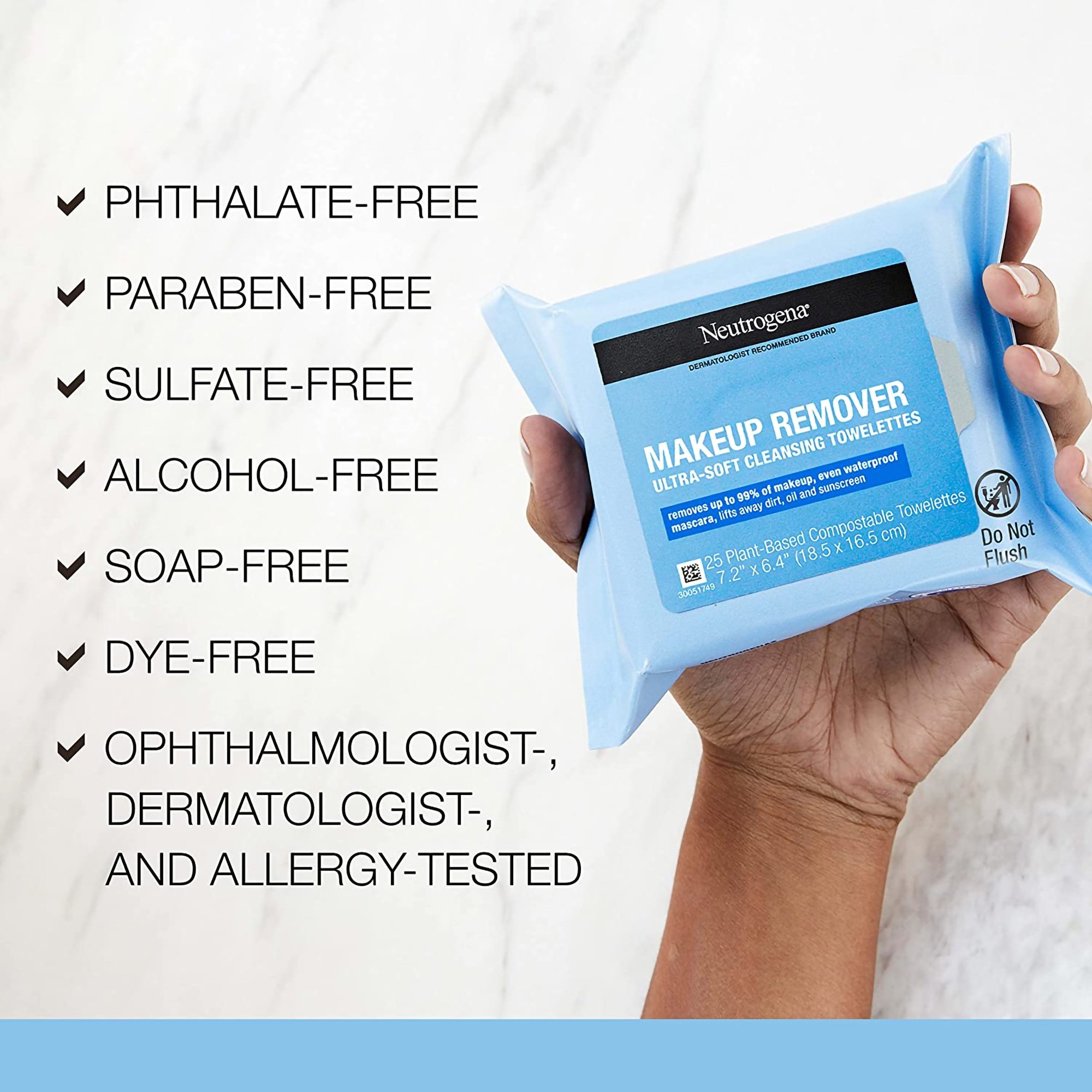 J & J Sales 07050105105 - Neutrogena® Makeup Remover Cleansing Towelettes Scented - 1/Each